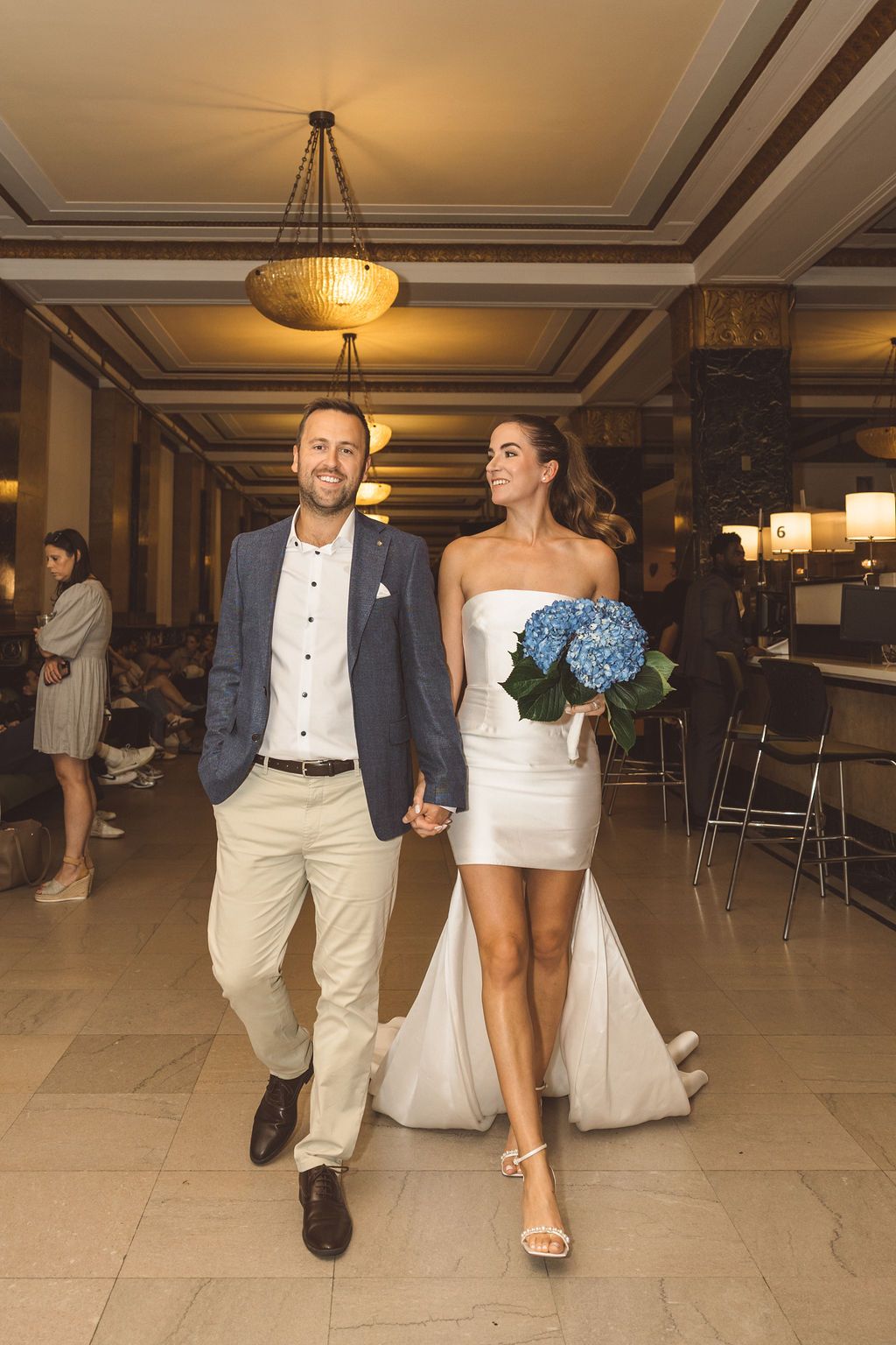 cute portrait of the newlyweds after their dream nyc ceremony