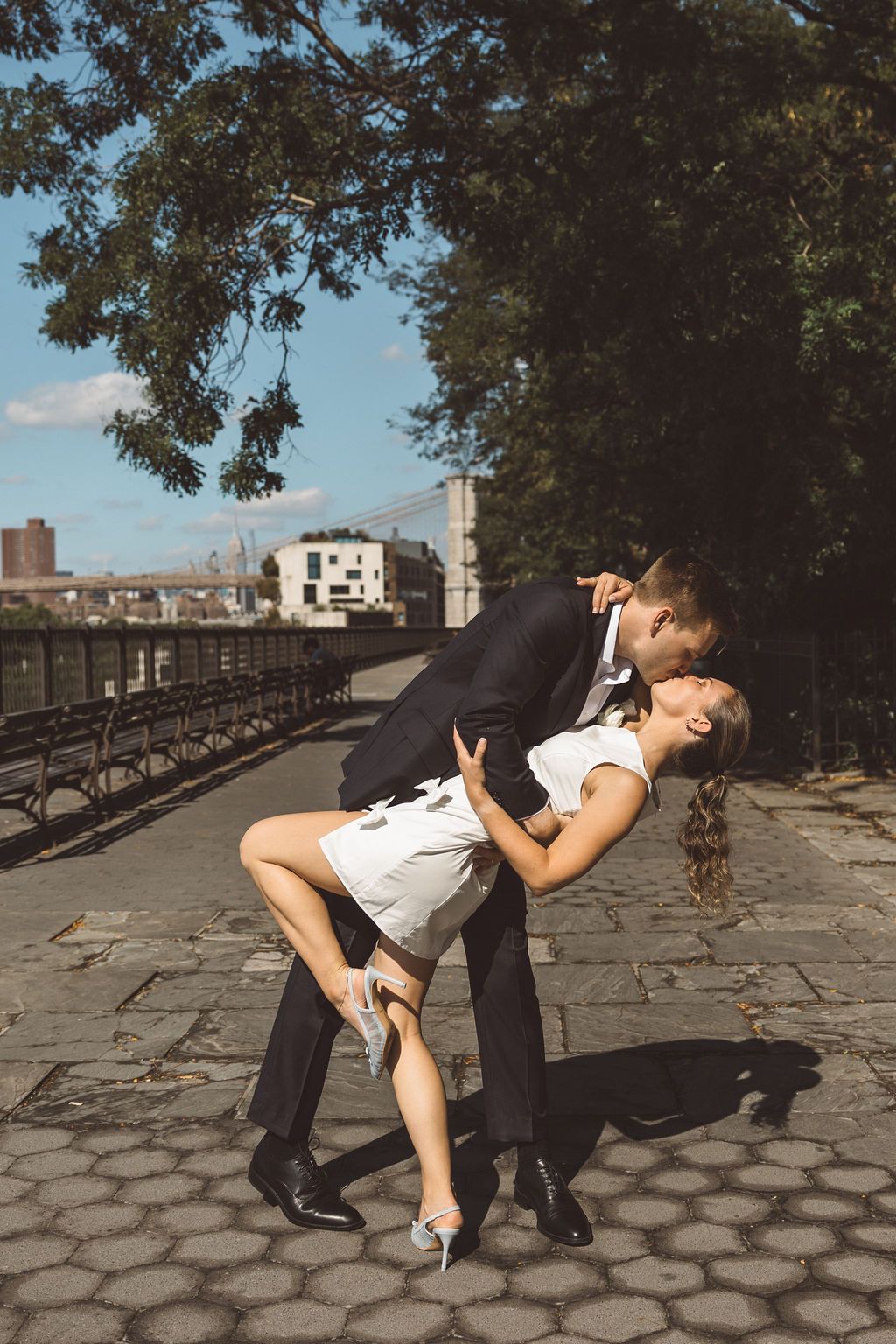 cute picture of the newlyweds kissing