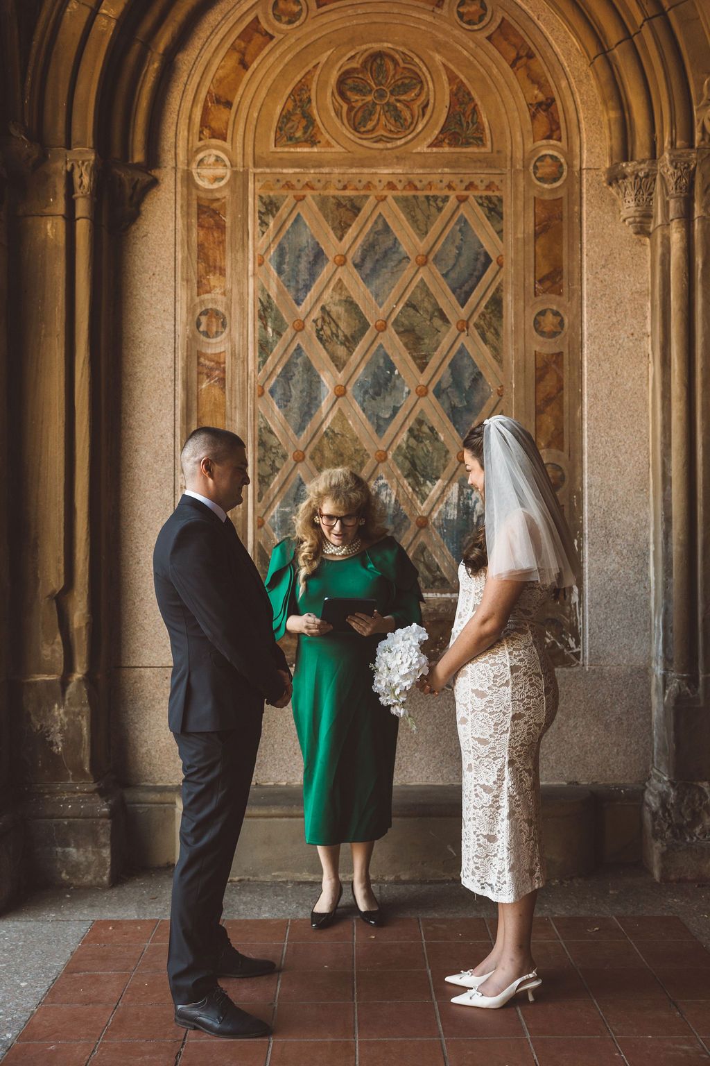bride and groom at their NYC elopement ceremony