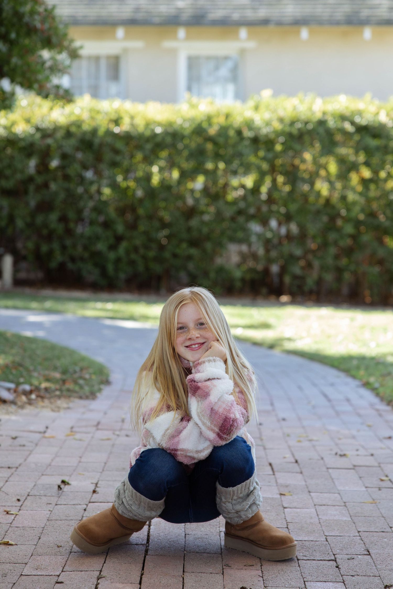 Mother daughter photo session at ranch house
