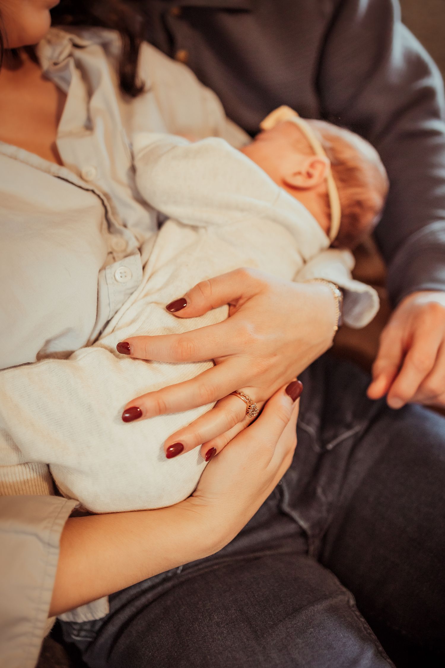 Close-up of hands gently touching and caressing in a tender moment.