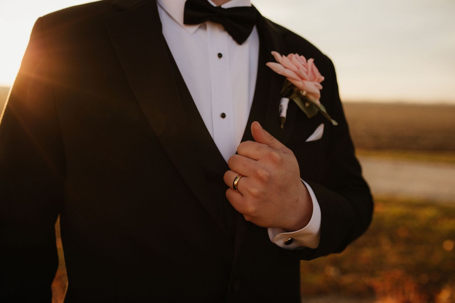 ring shot of a groom on a wedding day