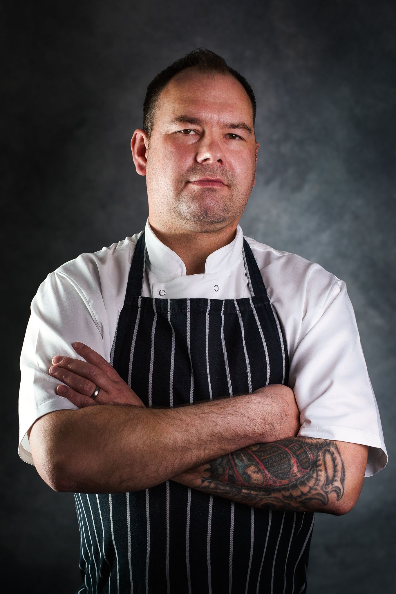 studio portrait photography in Buckinghamshire– chef portrait with dramatic lighting