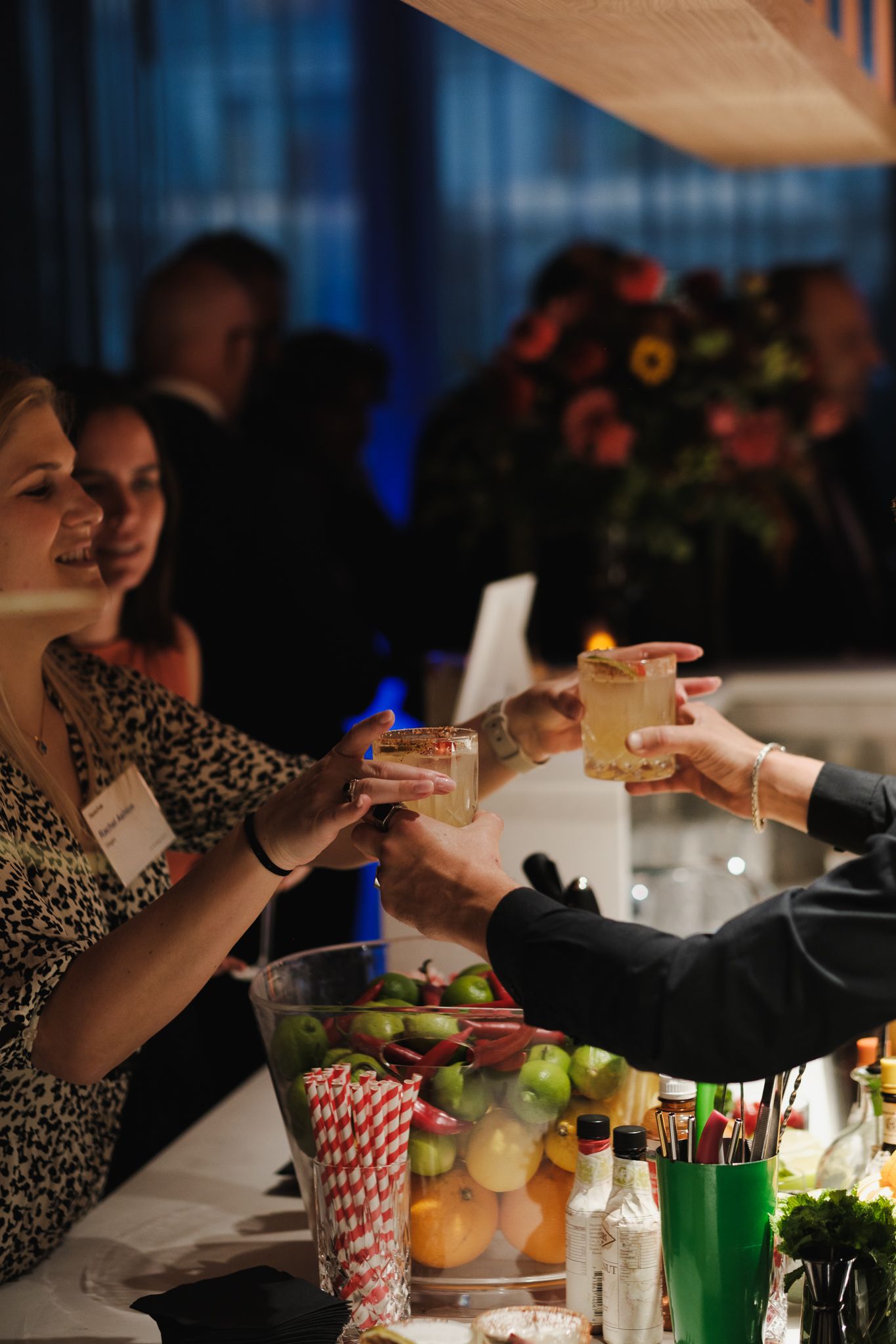 hospitality event photography in London – cocktail service during evening reception