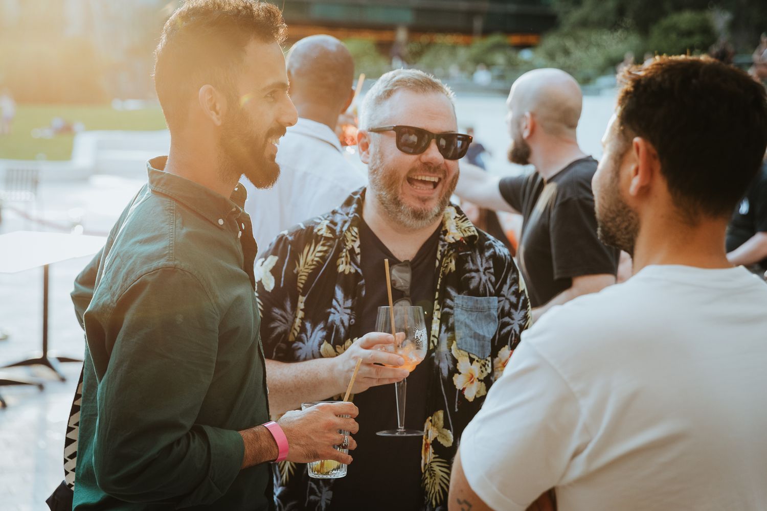 event photography in London- colleagues enjoying outdoor drinks