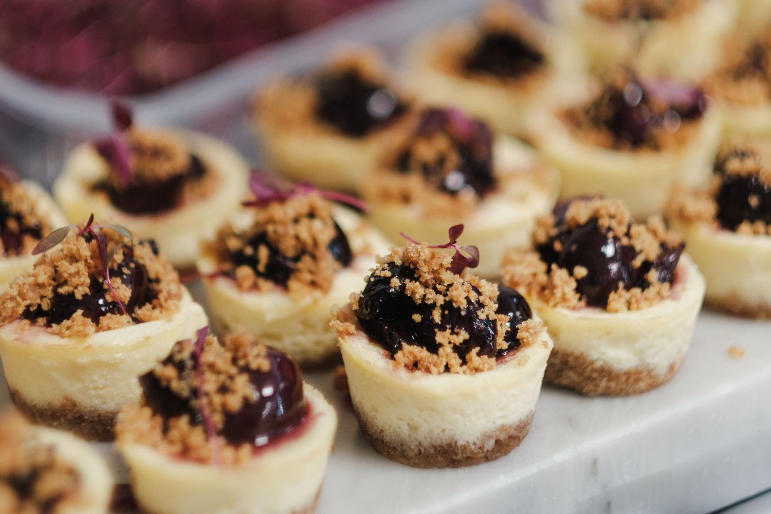vent food photography in Kent – dessert and canapé display at reception