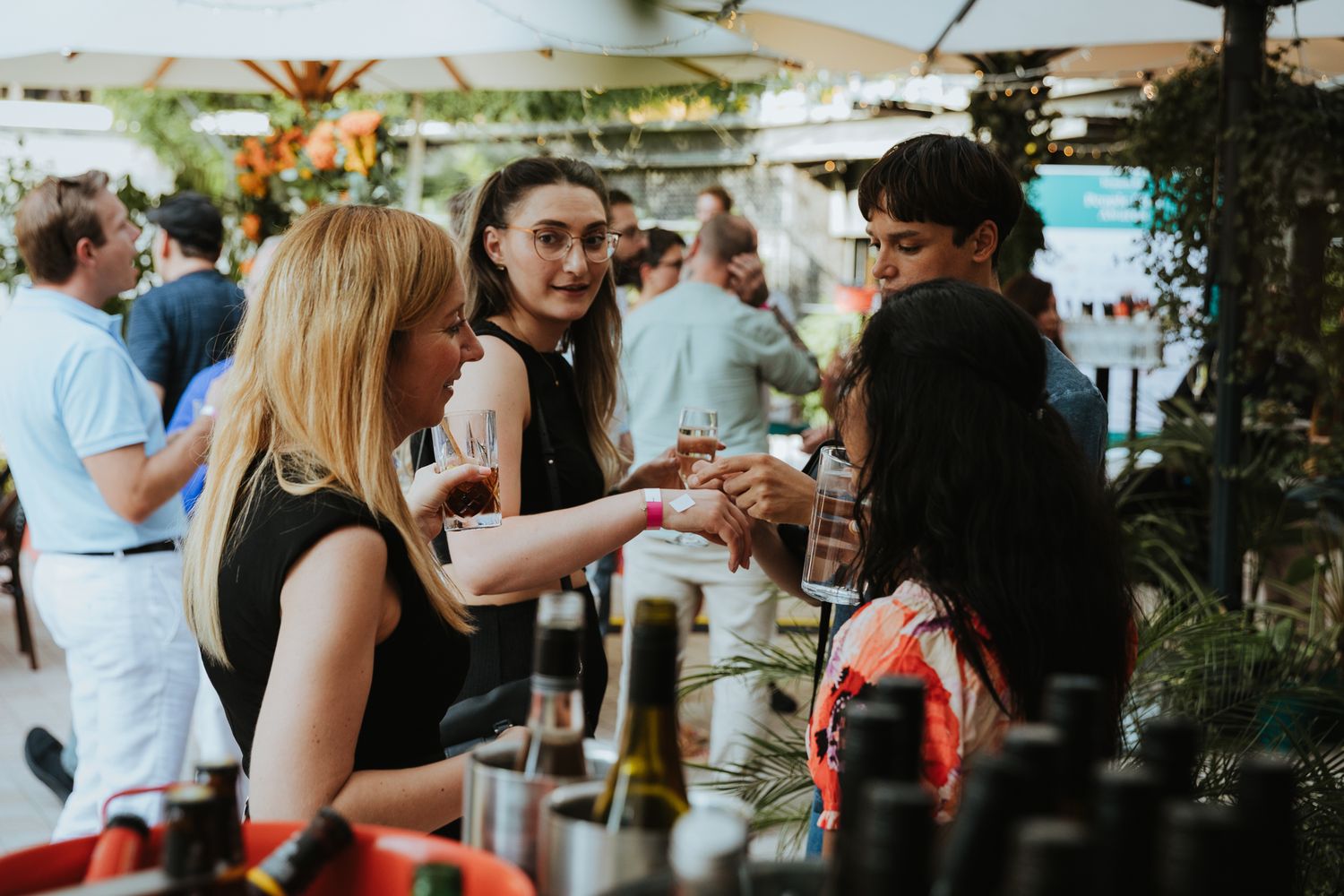 employee social event photography in London – team interacting during summer party