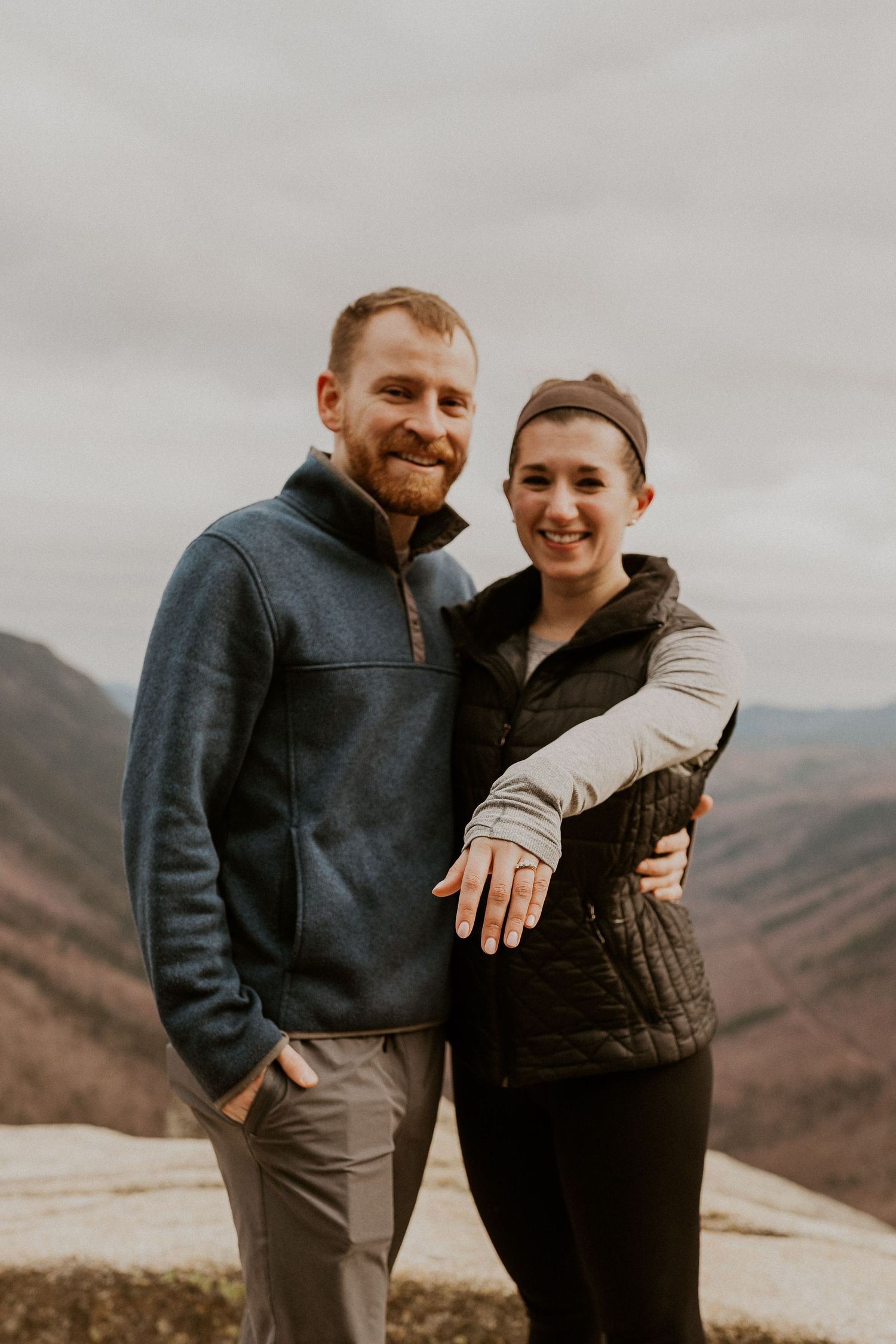Celebratory engagement photos after this Mount Willard proposal.