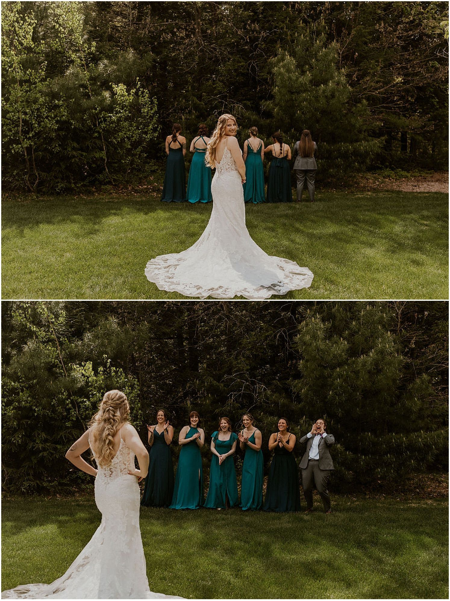 NH wedding bridesmaid first look