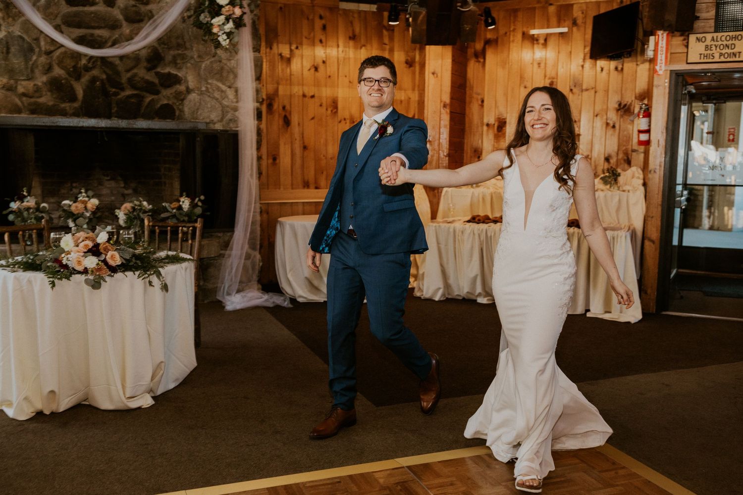 Wedding reception in the Octagon Lodge at Loon Mountain.