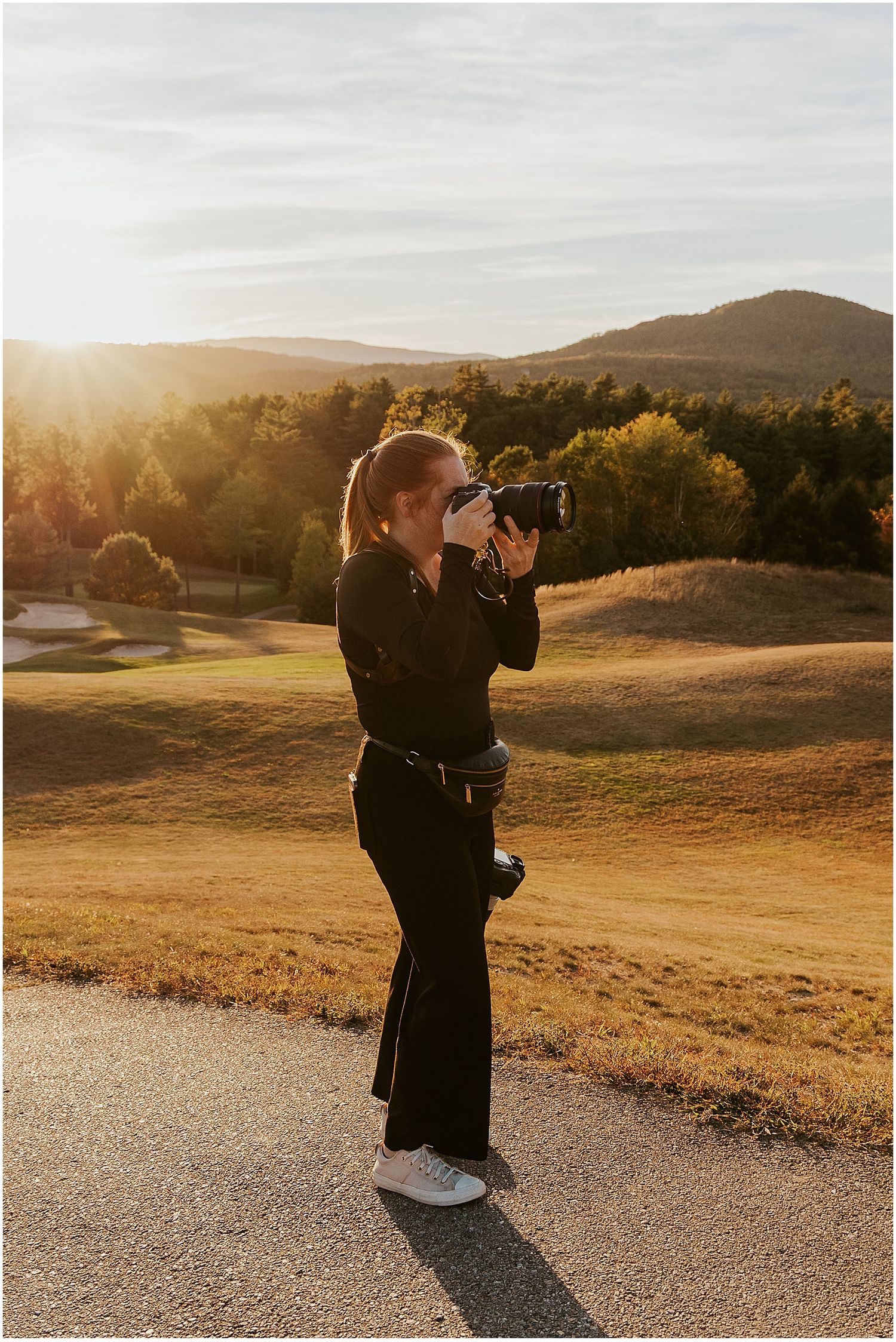 New Hampshire photographer Robin Easler photographing a wedding in the mountains
