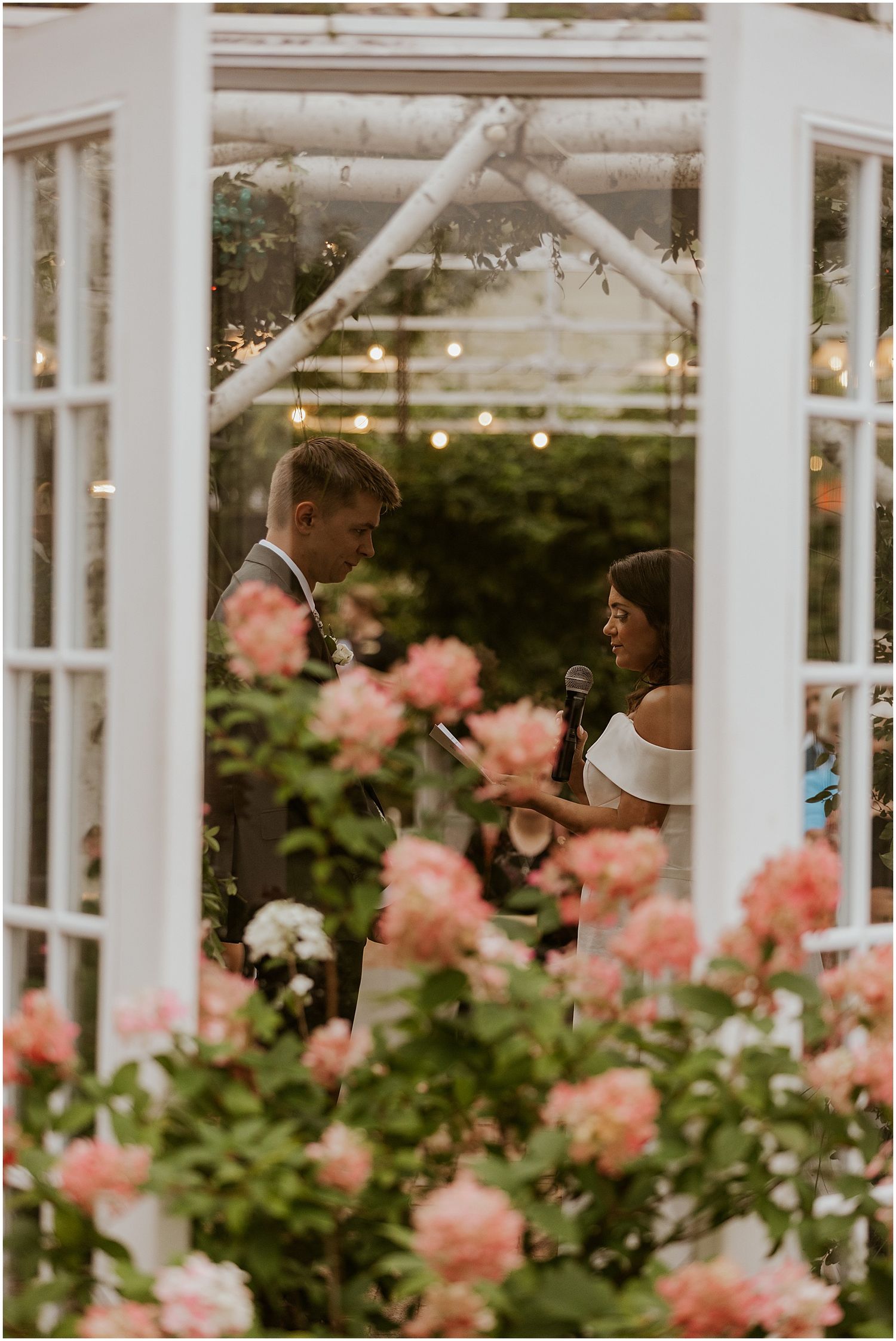 Barn on the Pemi wedding ceremony in the greenhouse
