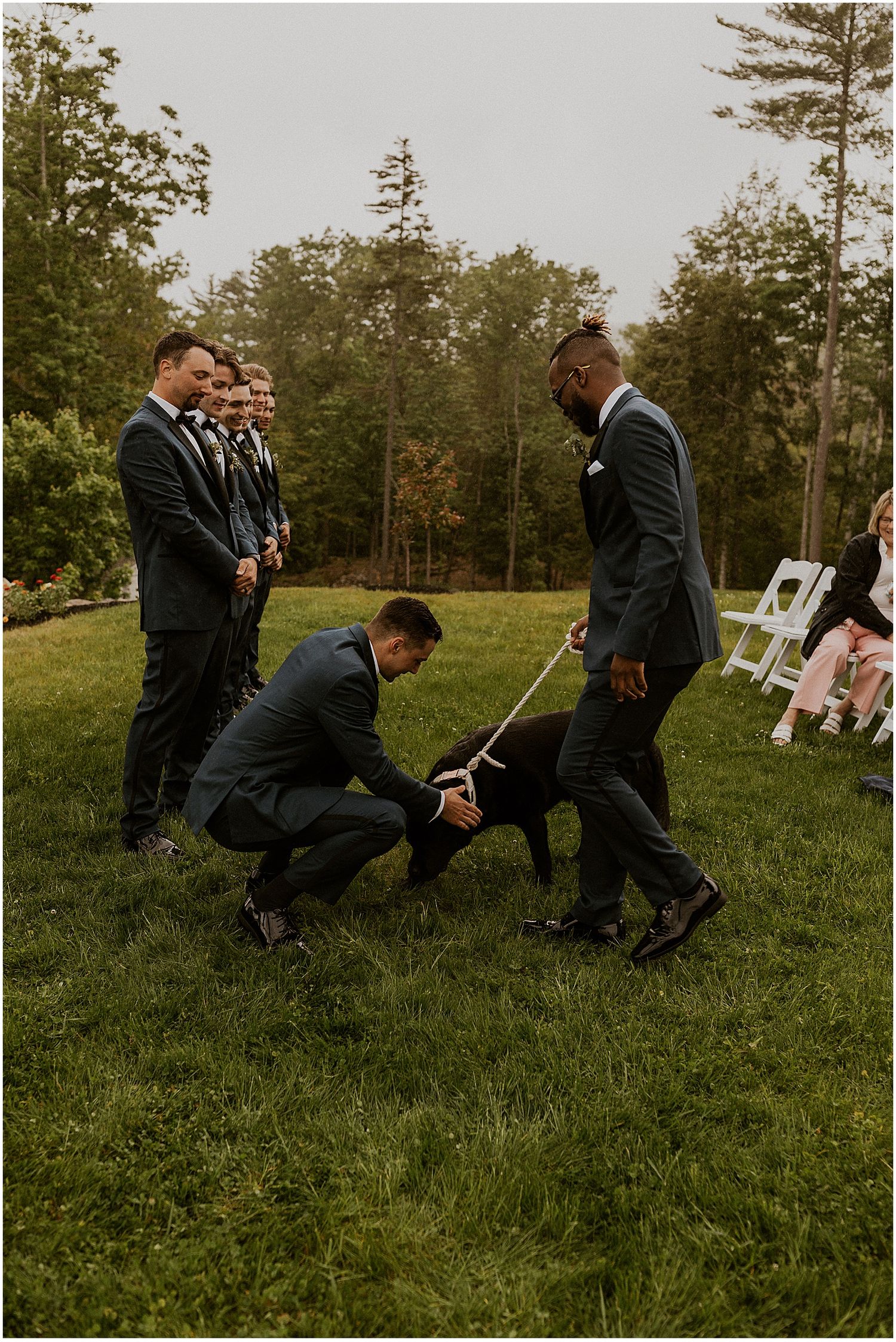 Groom and his dog at NH wedding ceremony
