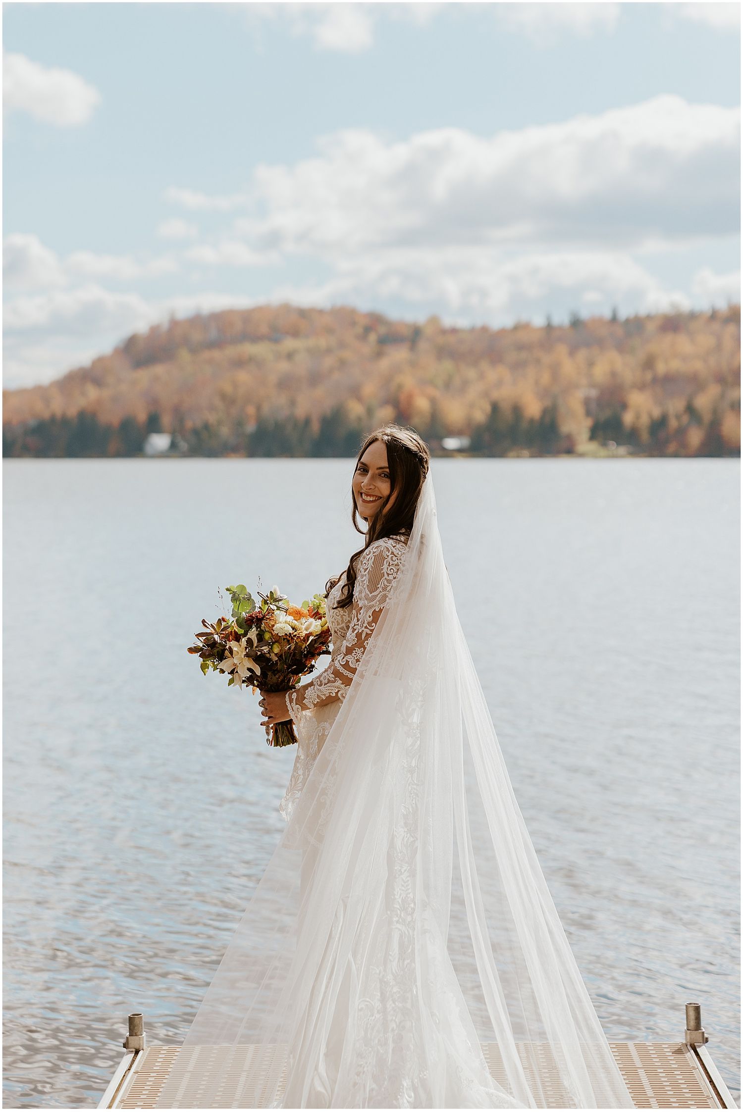 Bride at NH wedding in nature Robin Easler Photography