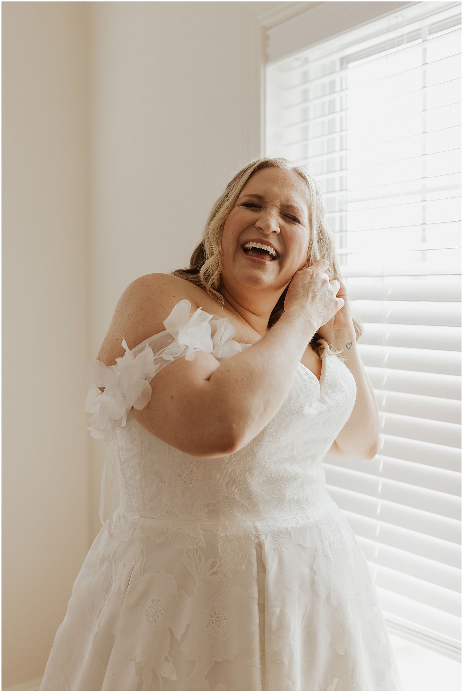 Bride getting ready for her wedding at Owl's Nest Resort