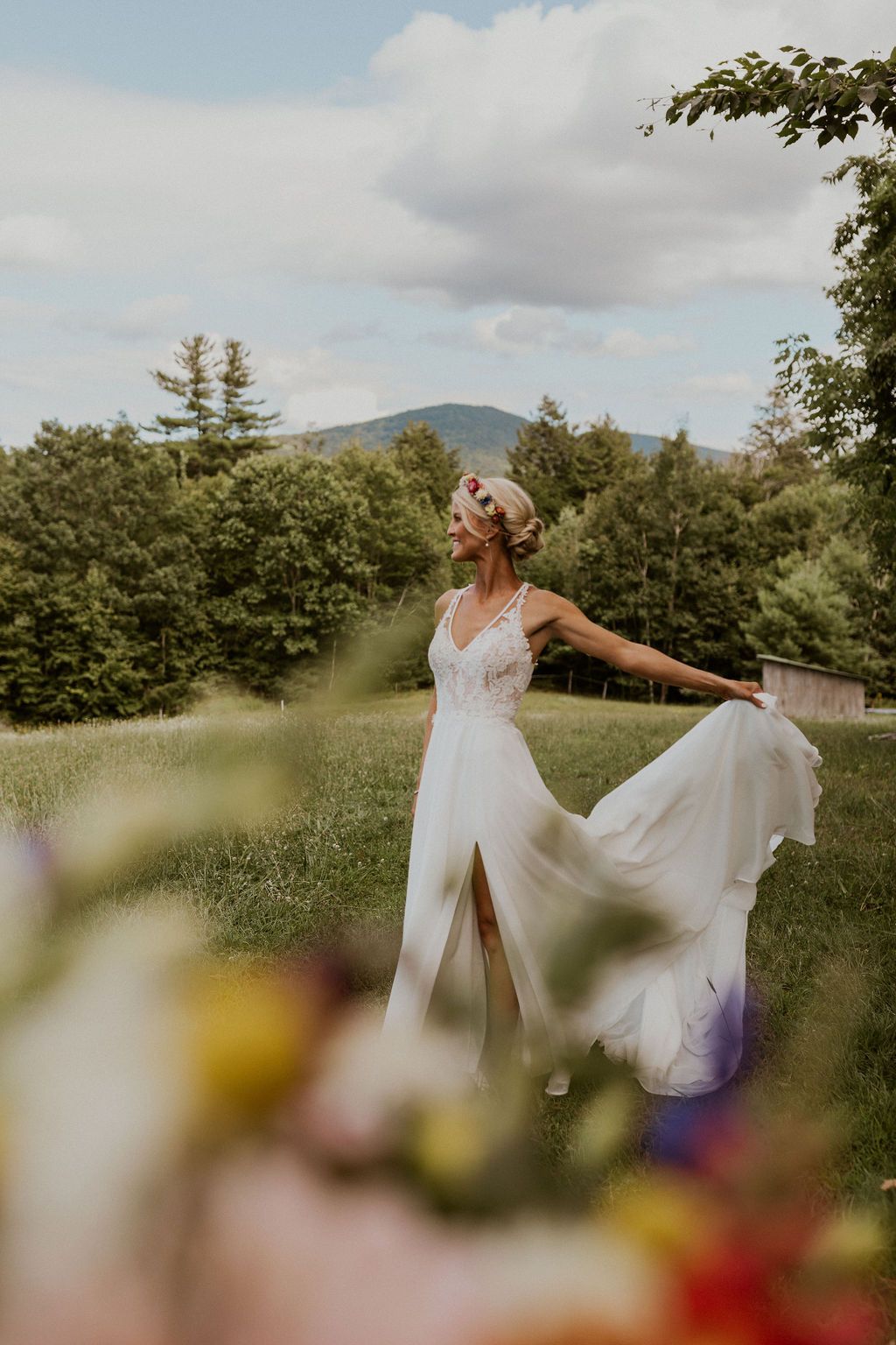Wildflower theme wedding bridal portraits