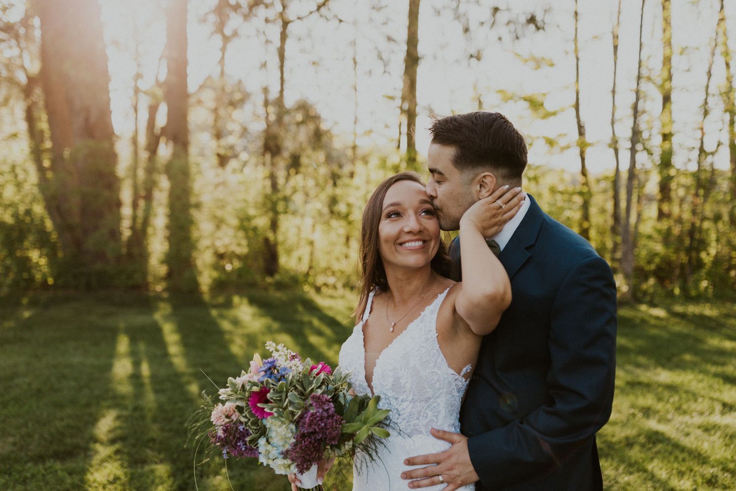 Chrissy and Mike during golden hour portraits at the Arabella Estate in Buxton Maine.