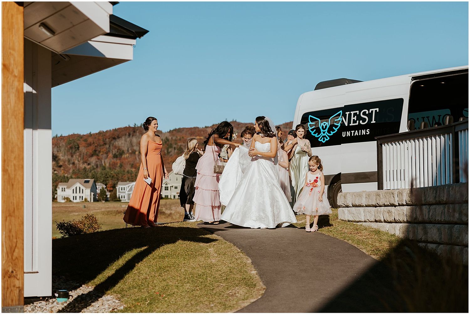Bride on her way to her Owl's Nest wedding