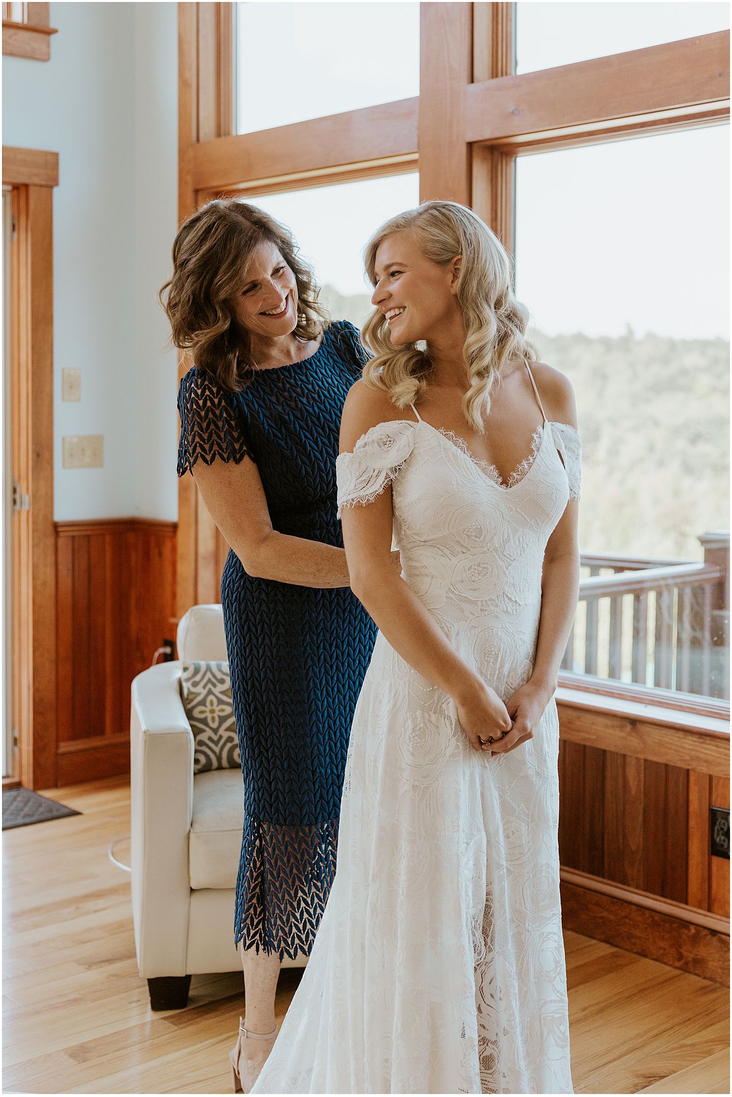 Bride getting ready for New England micro wedding
