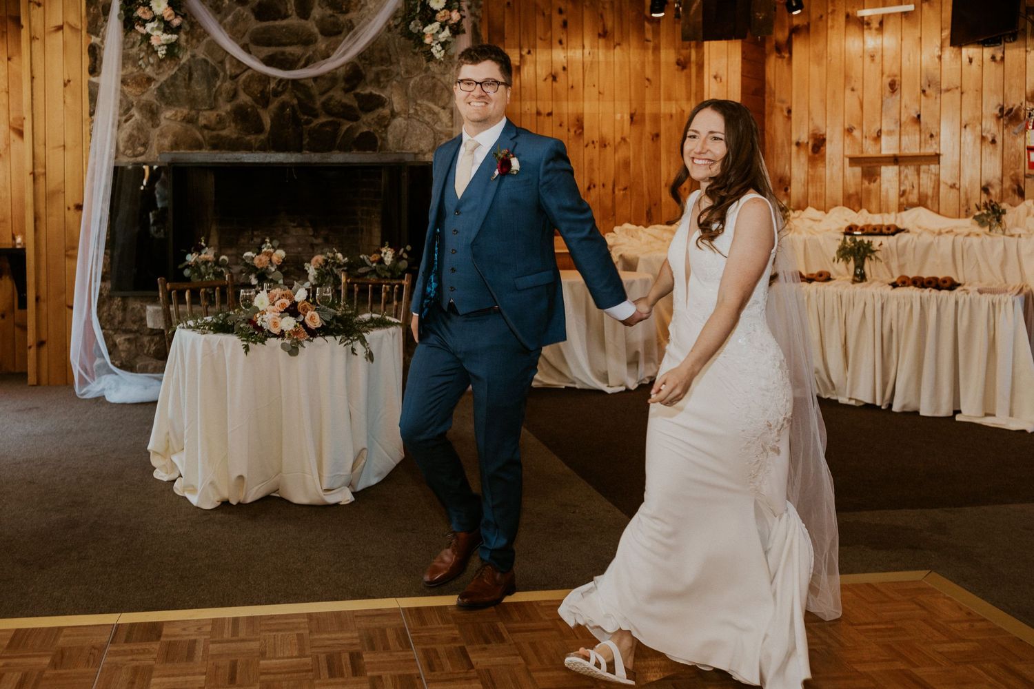 Wedding reception in the Octagon Lodge at Loon Mountain.