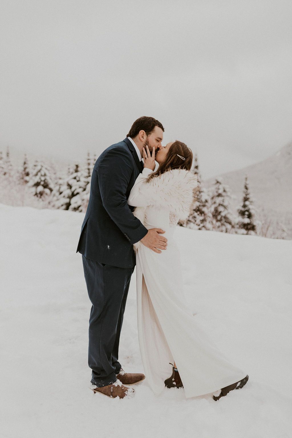 Winter elopement portraits in NH