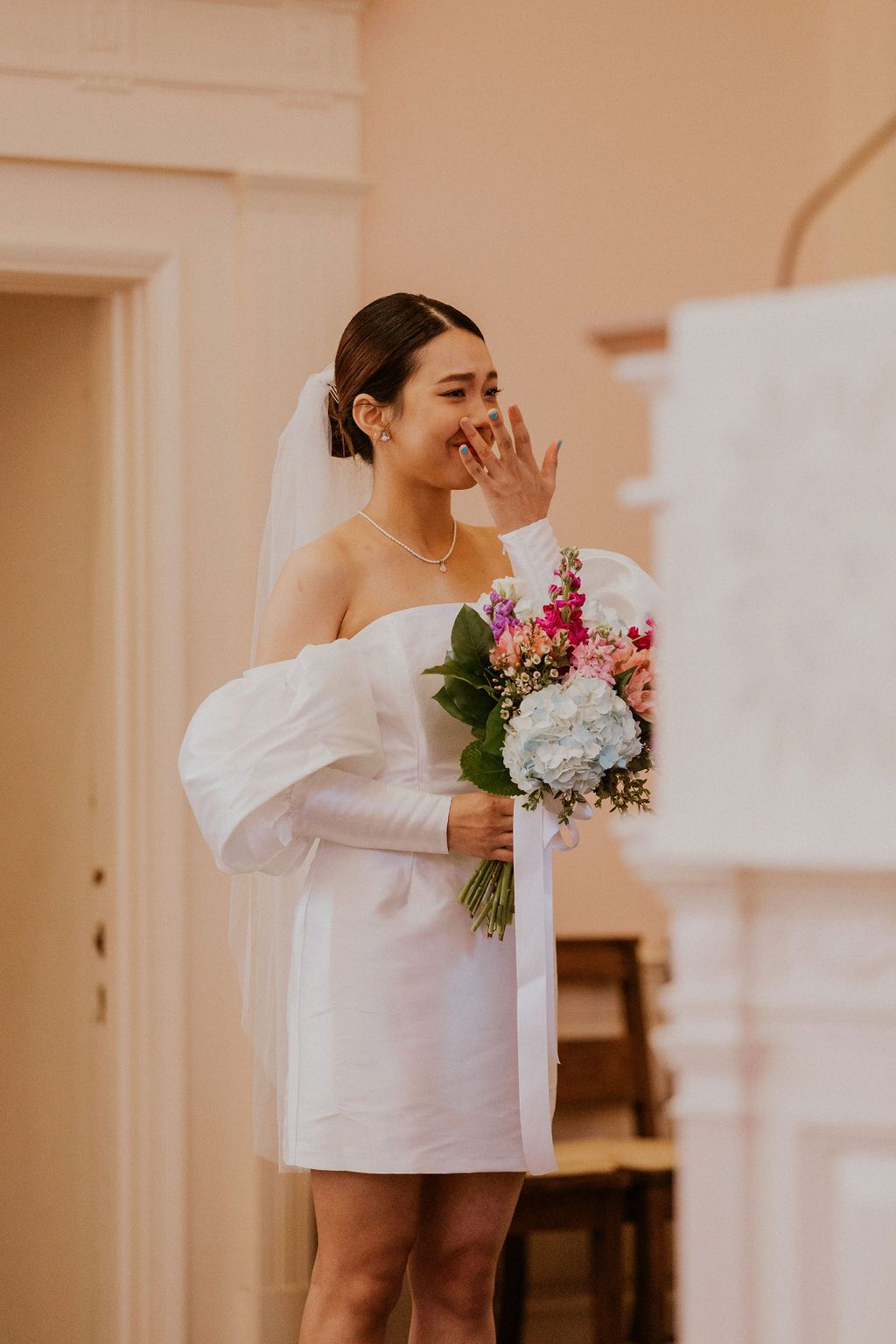 Winter elopement in church NH