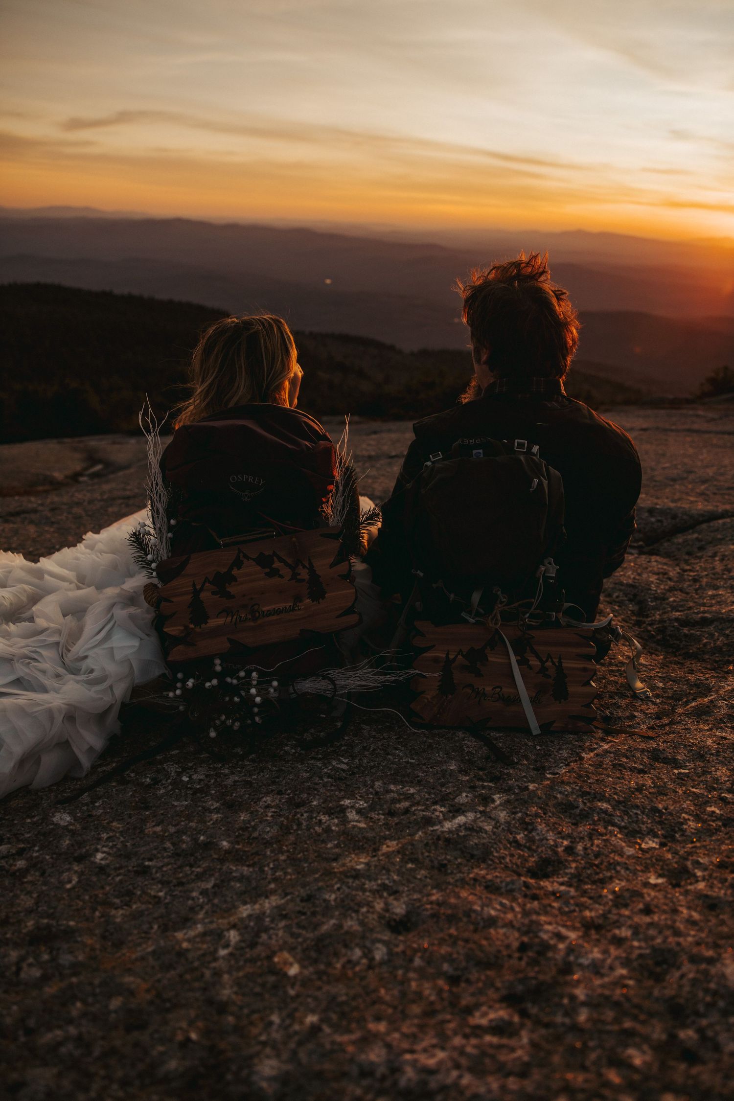 Jackie and Andy Brosonski on the mountain top after their elopement
