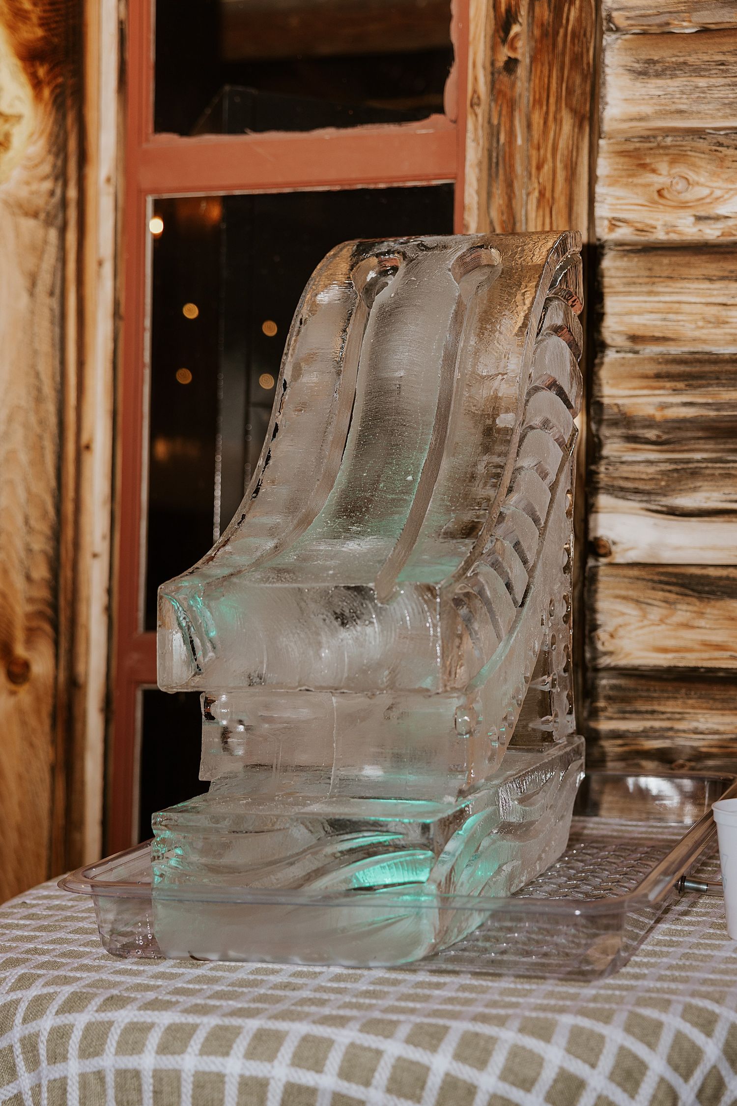 Shot luge ice sculplture for NH wedding
