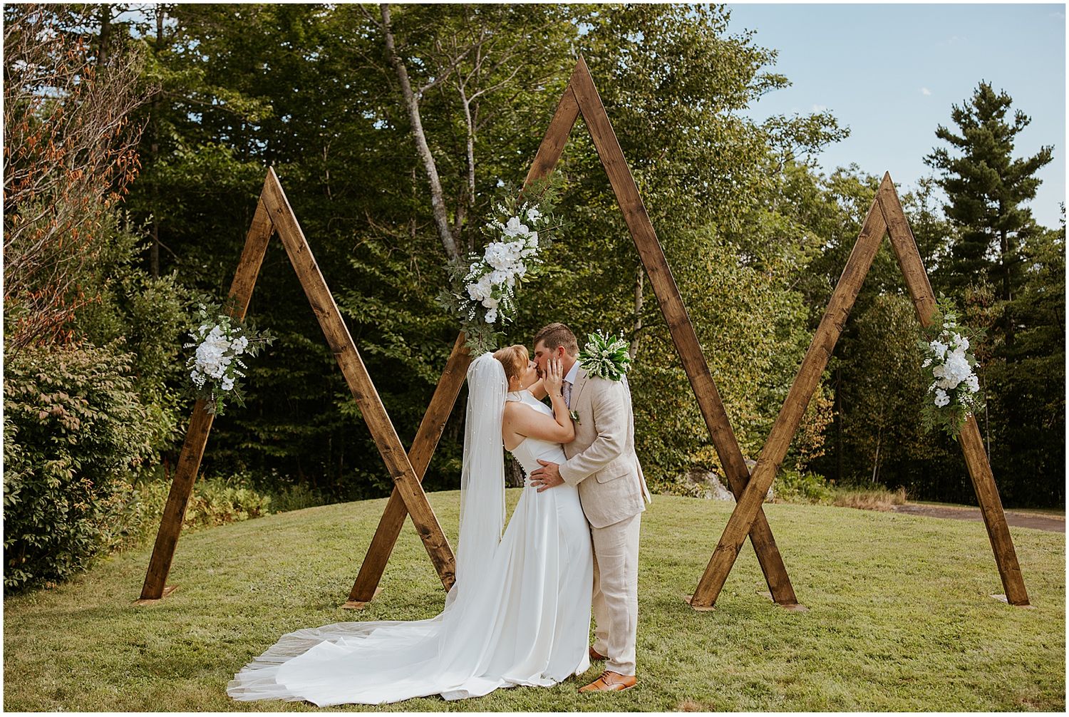 Bride and groom at their VRBO wedding in Maine
