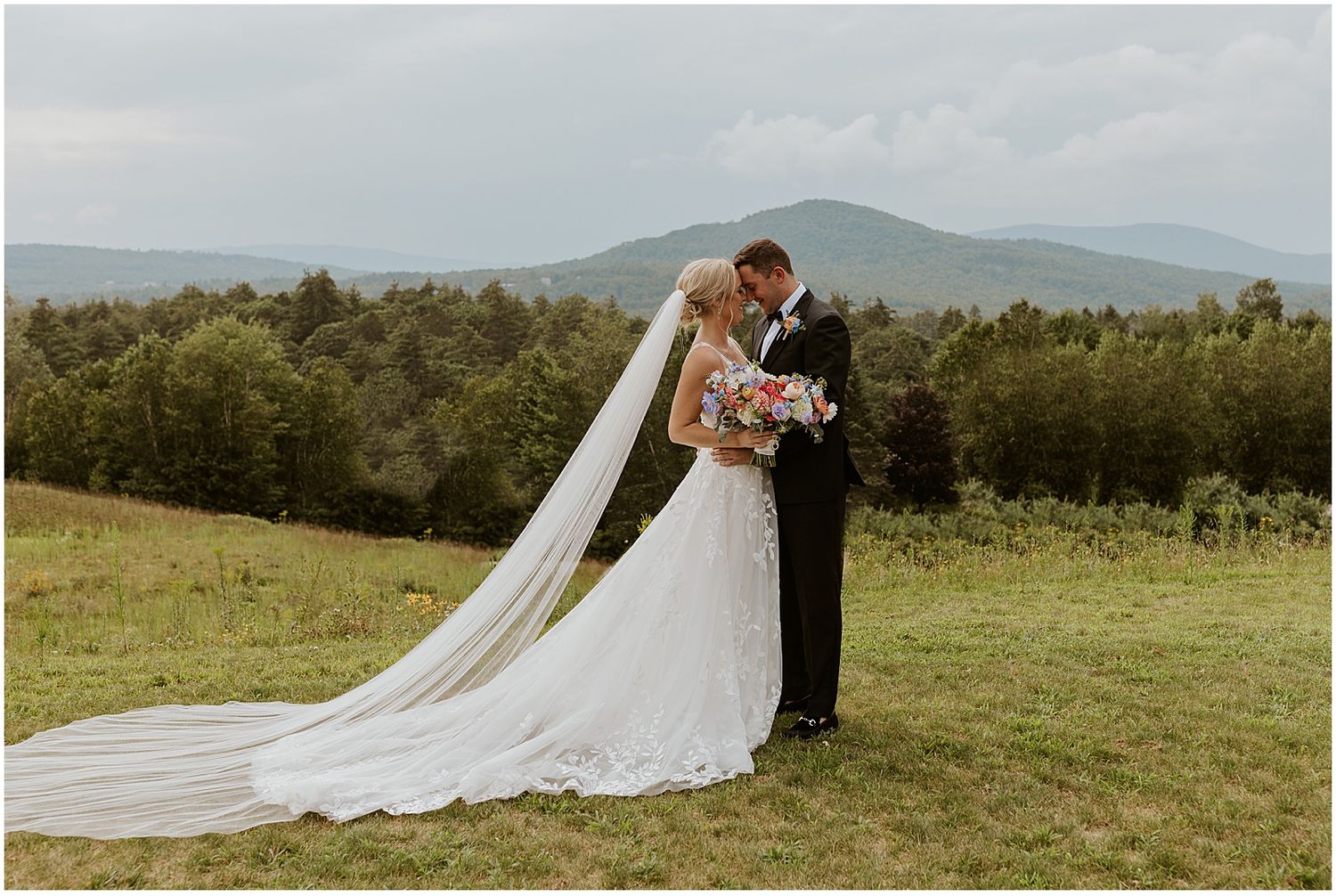 Bride and groom at their White Mountains wedding