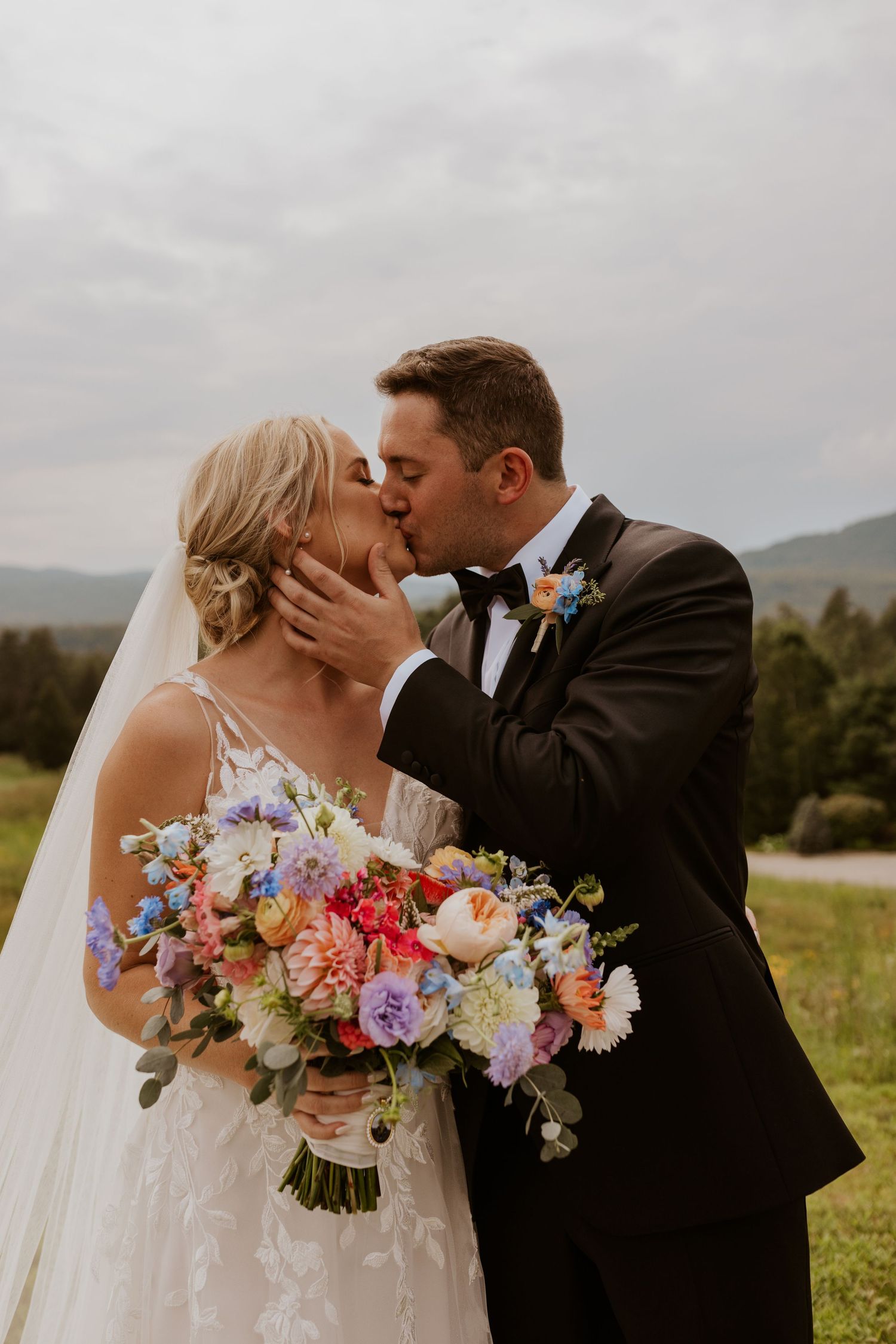 Bride and groom portraits White Mountains