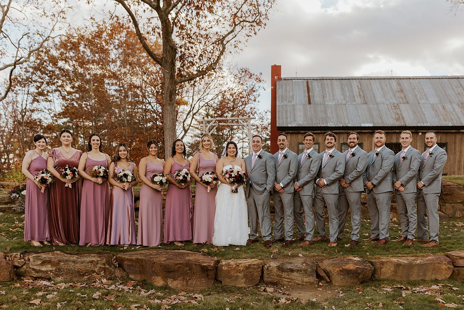 New Hampshire couple taking portraits with their wedding party as part of their wedding photo list