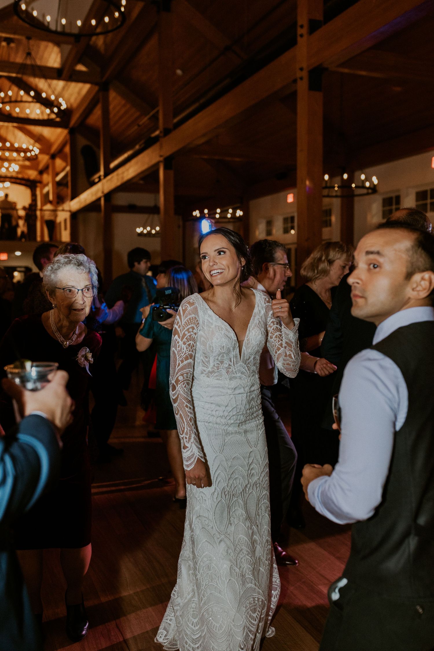 Reception inside the Lake House at Owl's Nest Resort in Thornton, New Hampshire.
