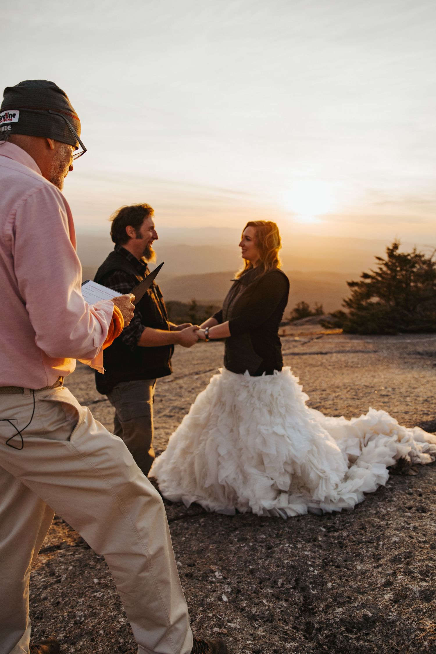 Jackie and Andy Brosonski elope on Mount Cardigan at Sunset