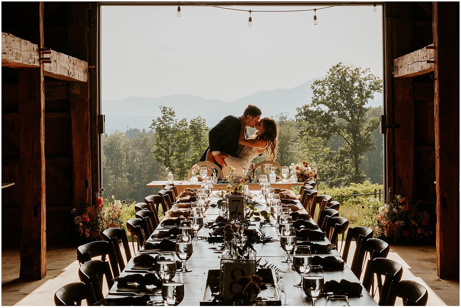Bride and groom at their White Mountain wedding reception