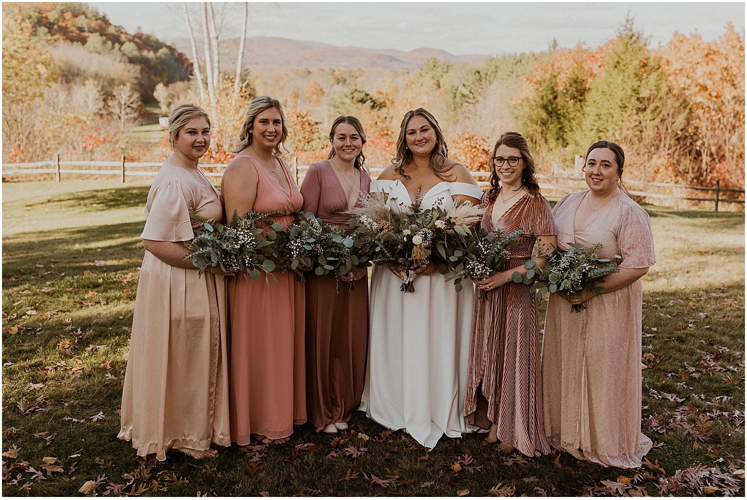 Mauve bridesmaids dresses for fall wedding