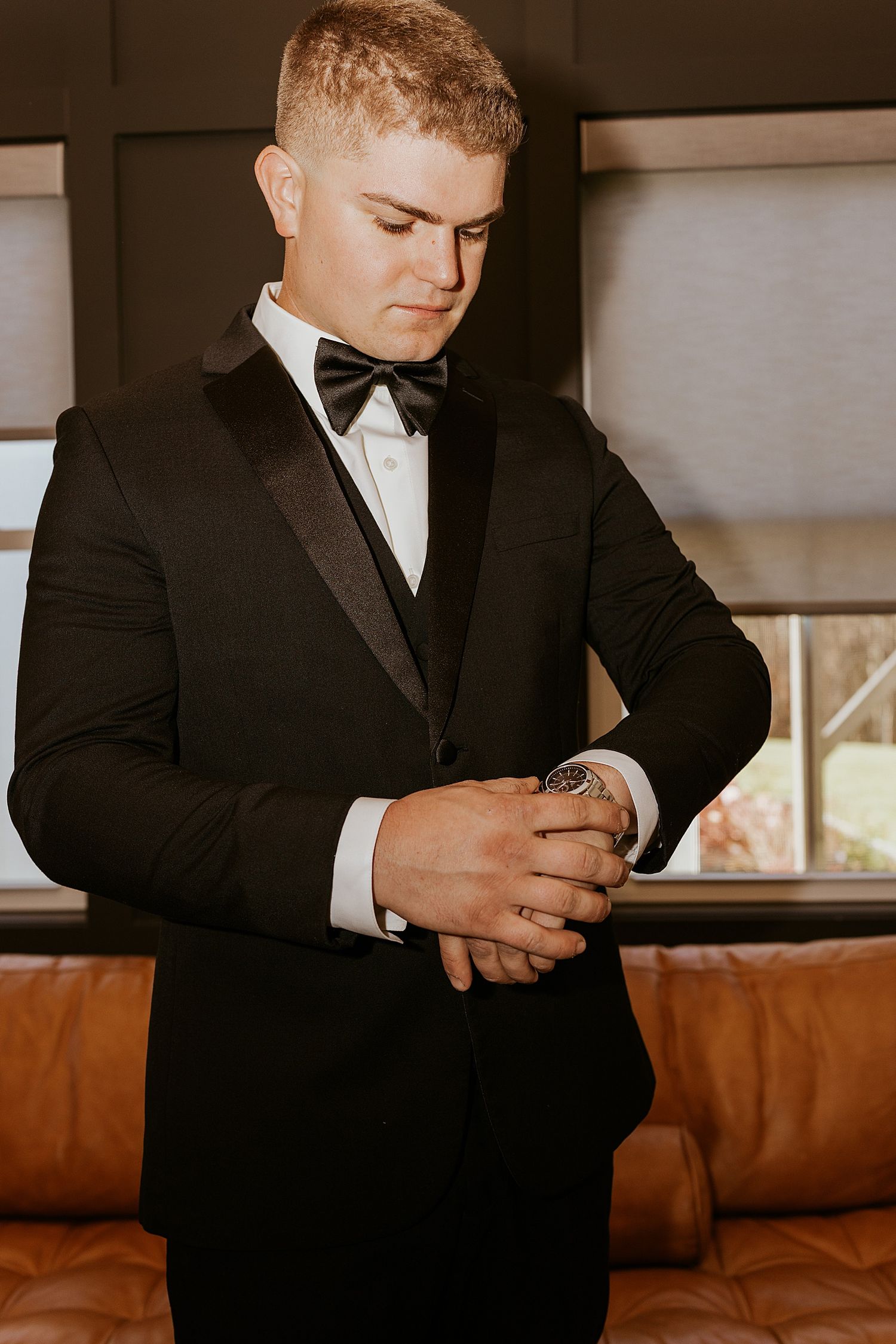 Groom getting ready for his Hyla Brook Estate wedding