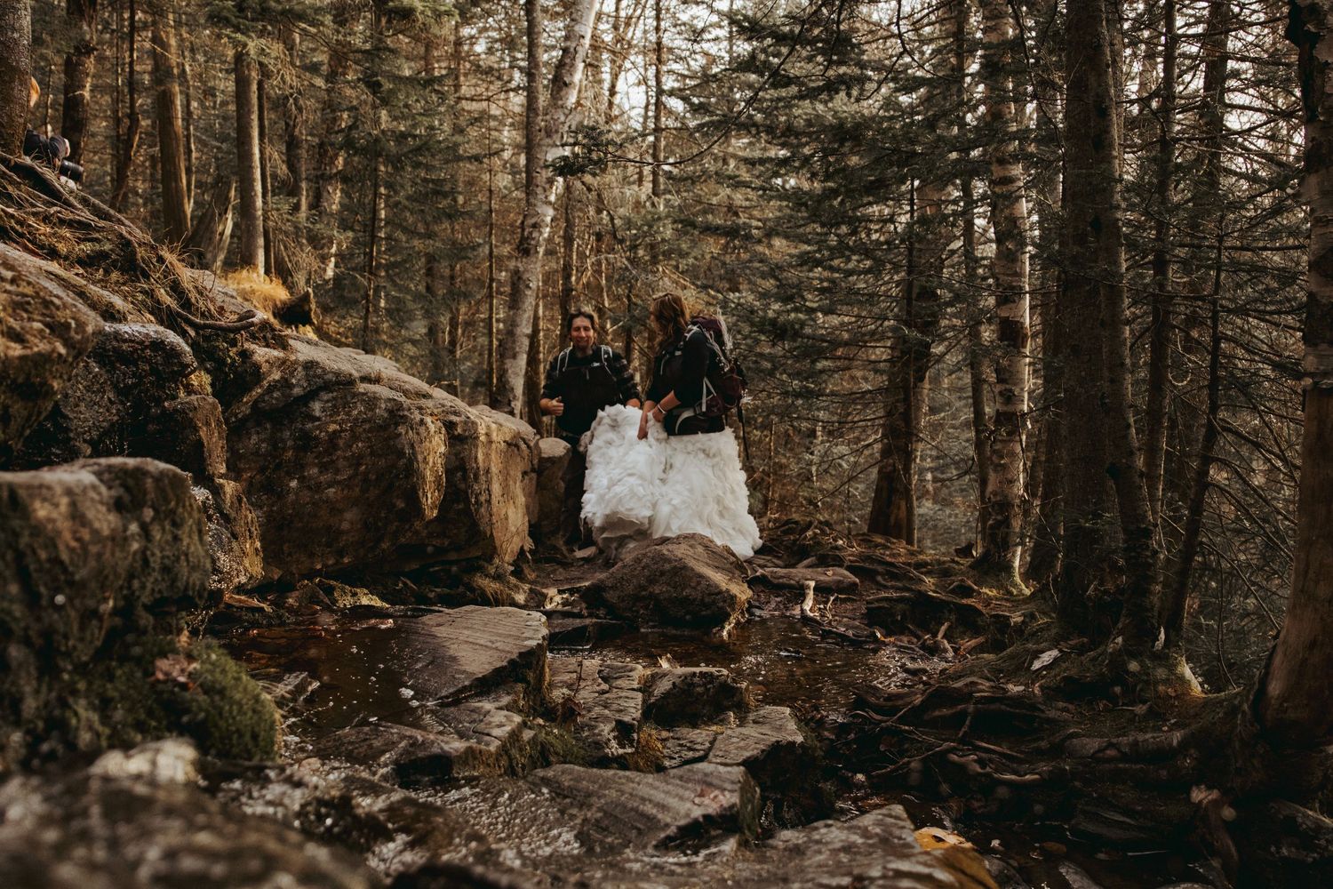 Jackie and Andy Brosonski elope on Mount Cardigan at Sunset