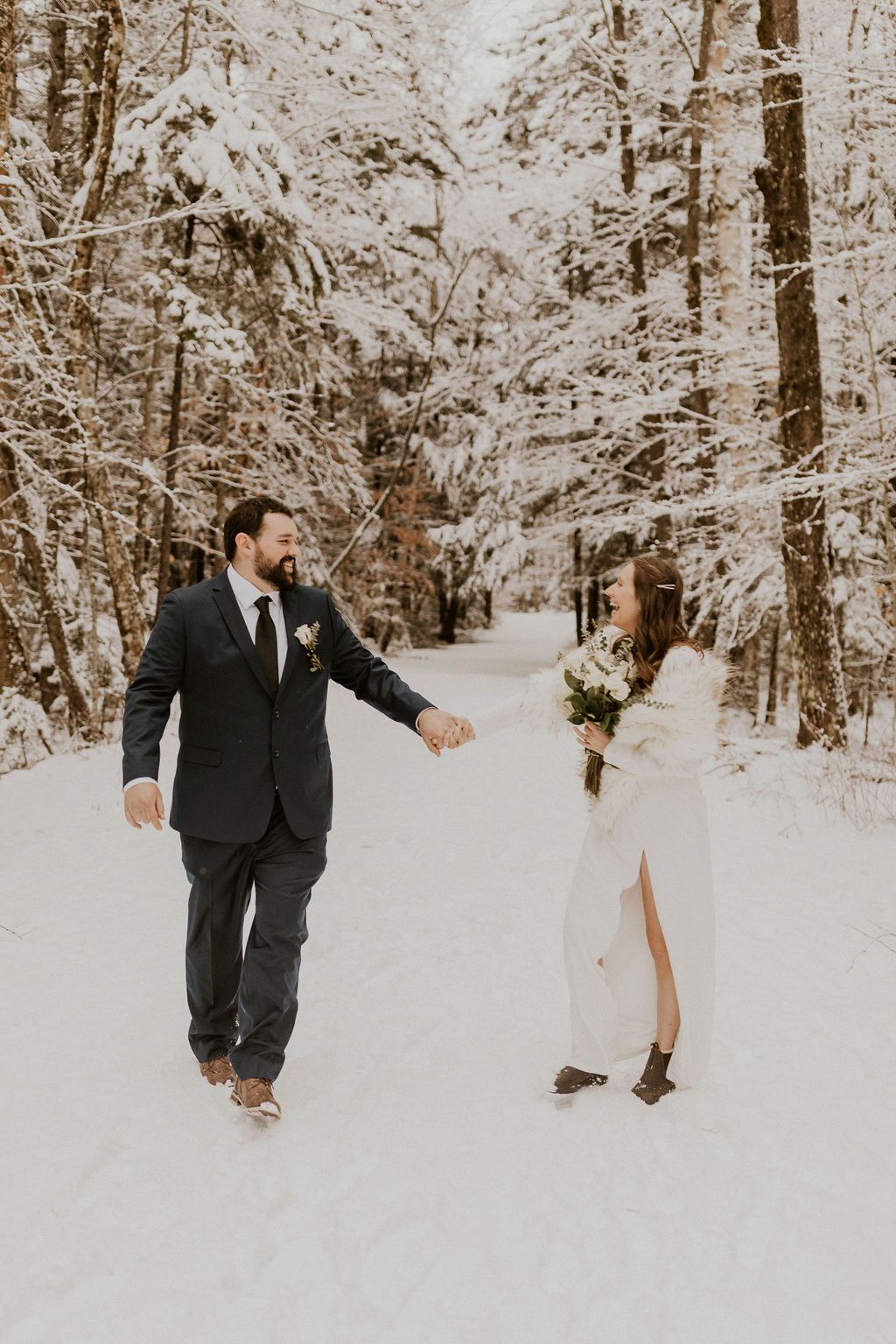 Snowy elopement photos
