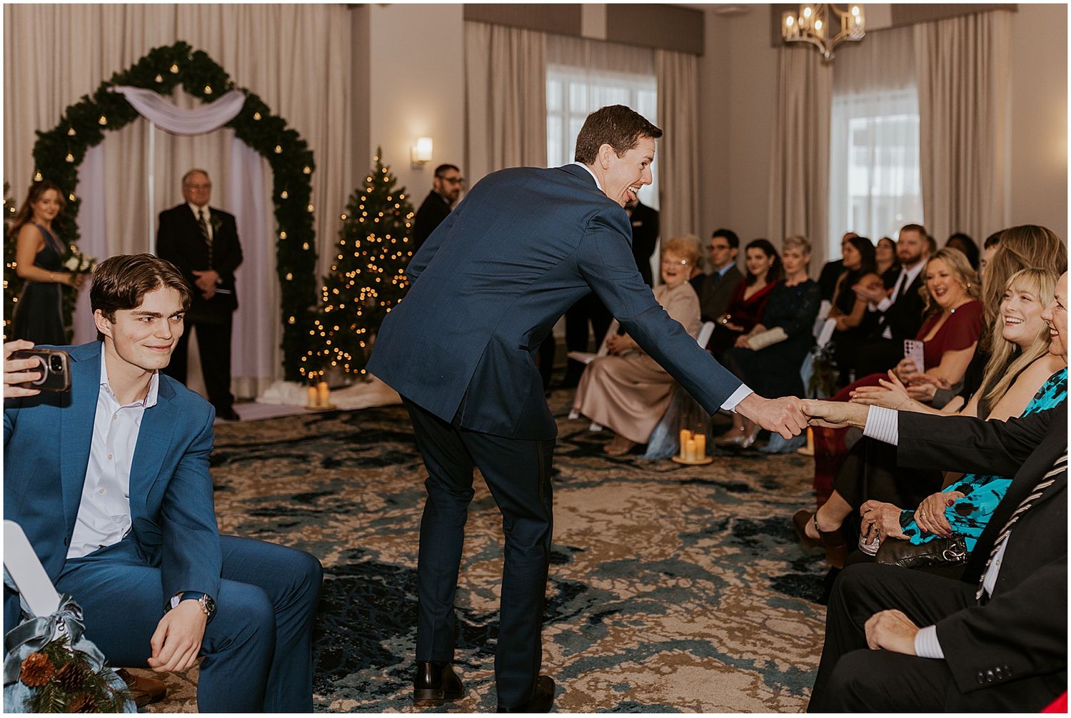 Groom at his River Walk Resort wedding ceremony