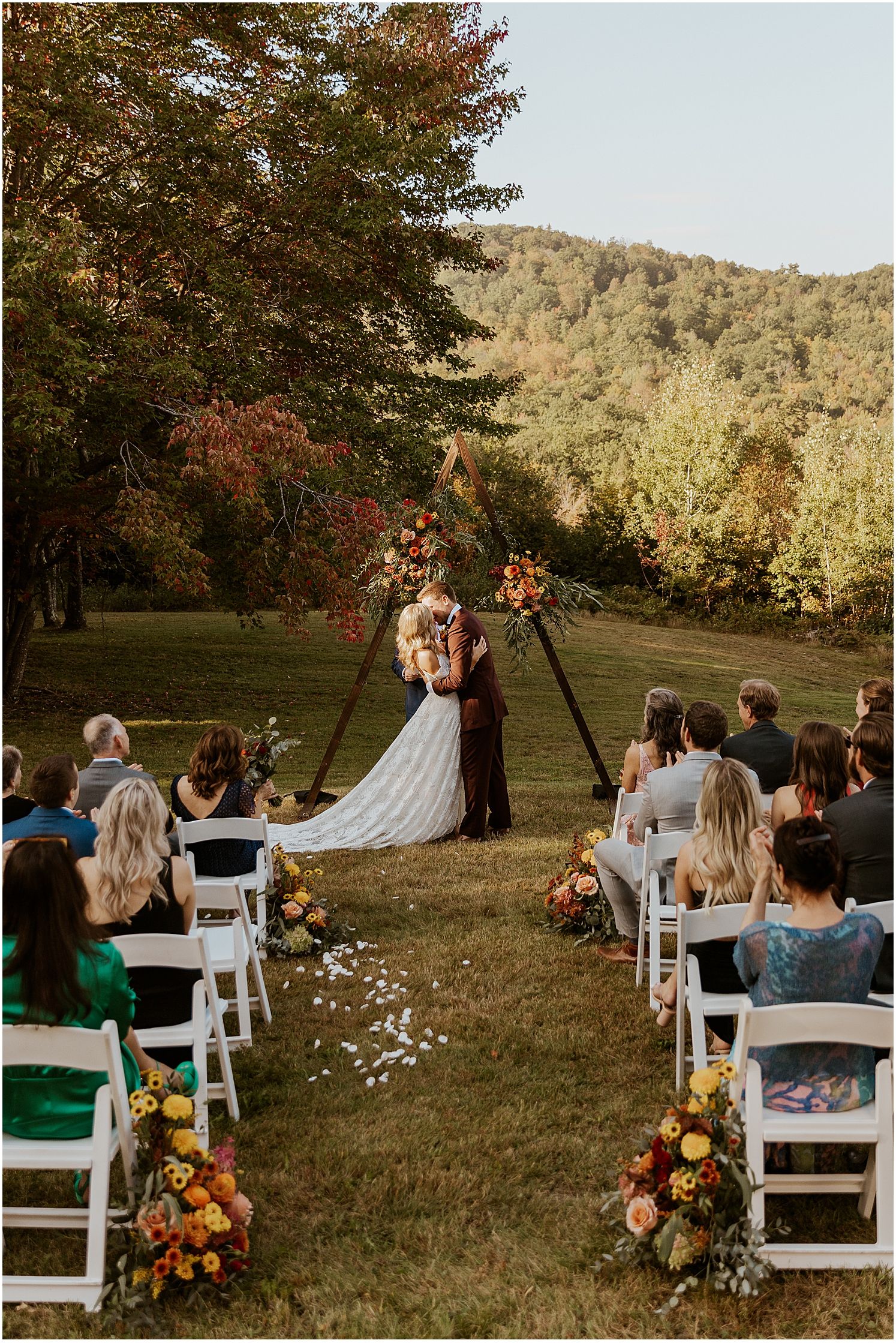 Fall micro wedding ceremony in New England