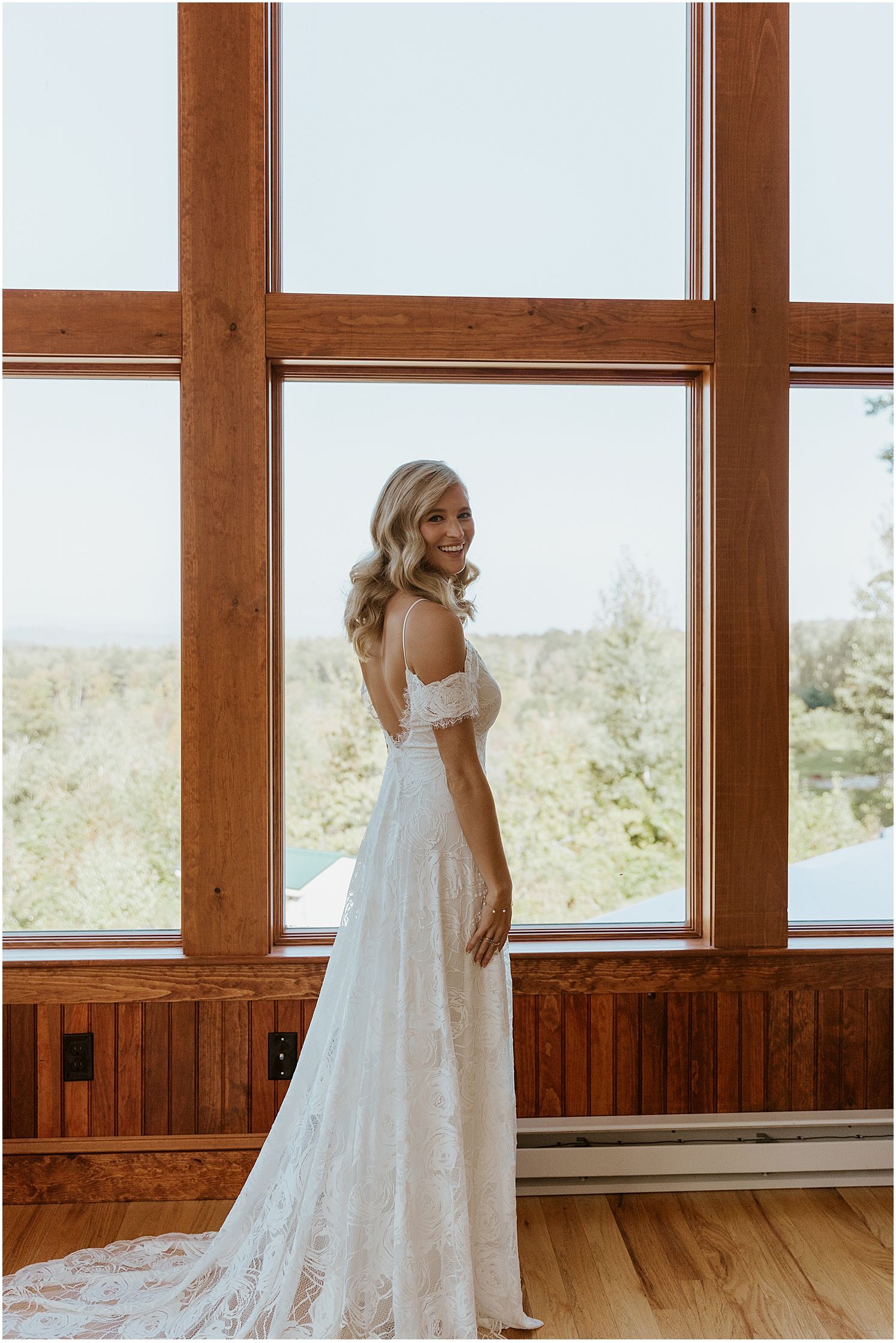 Bride getting ready for Gilford NH wedding