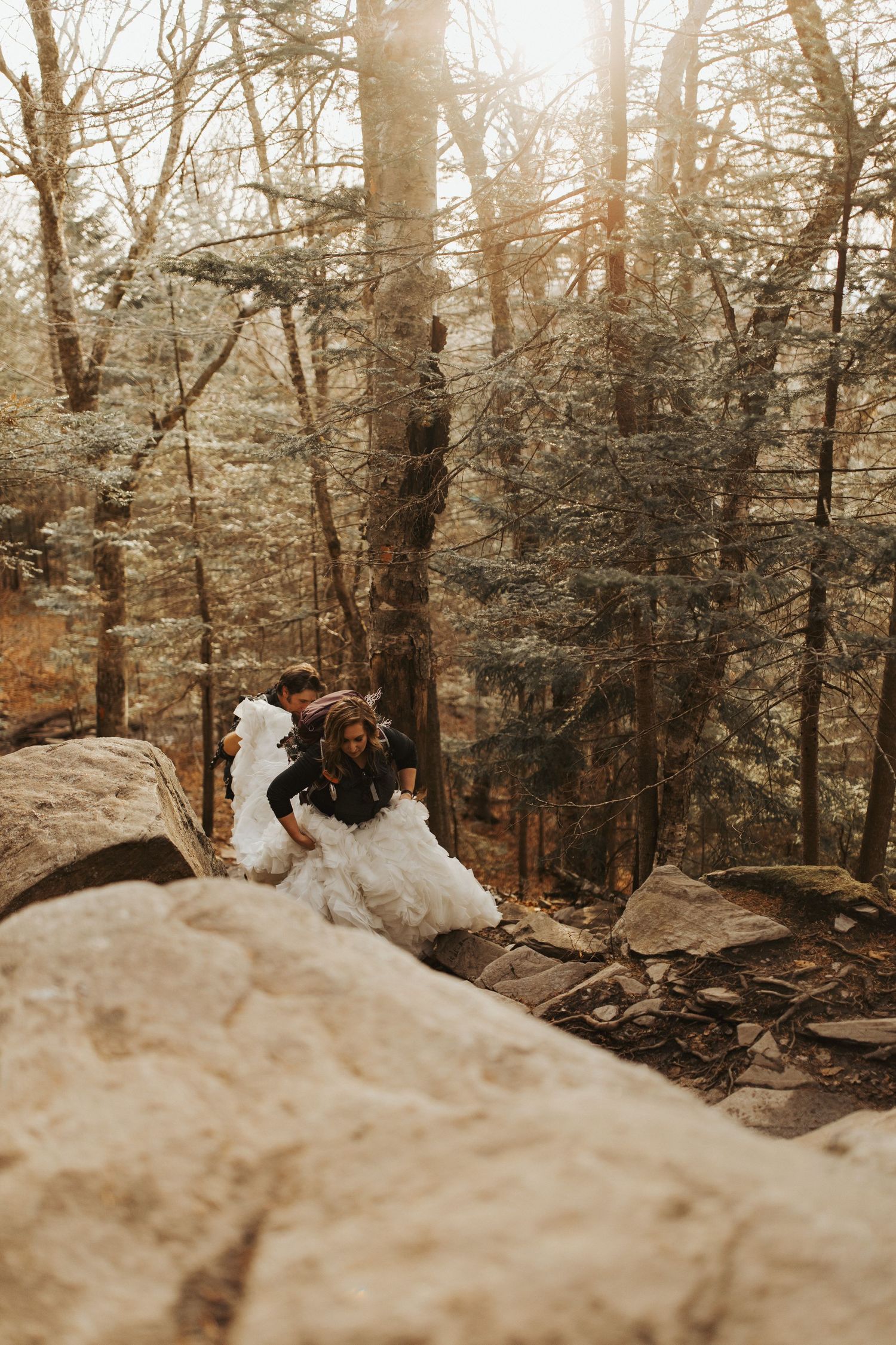 Jackie and Andy Brosonski elope on Mount Cardigan at Sunset