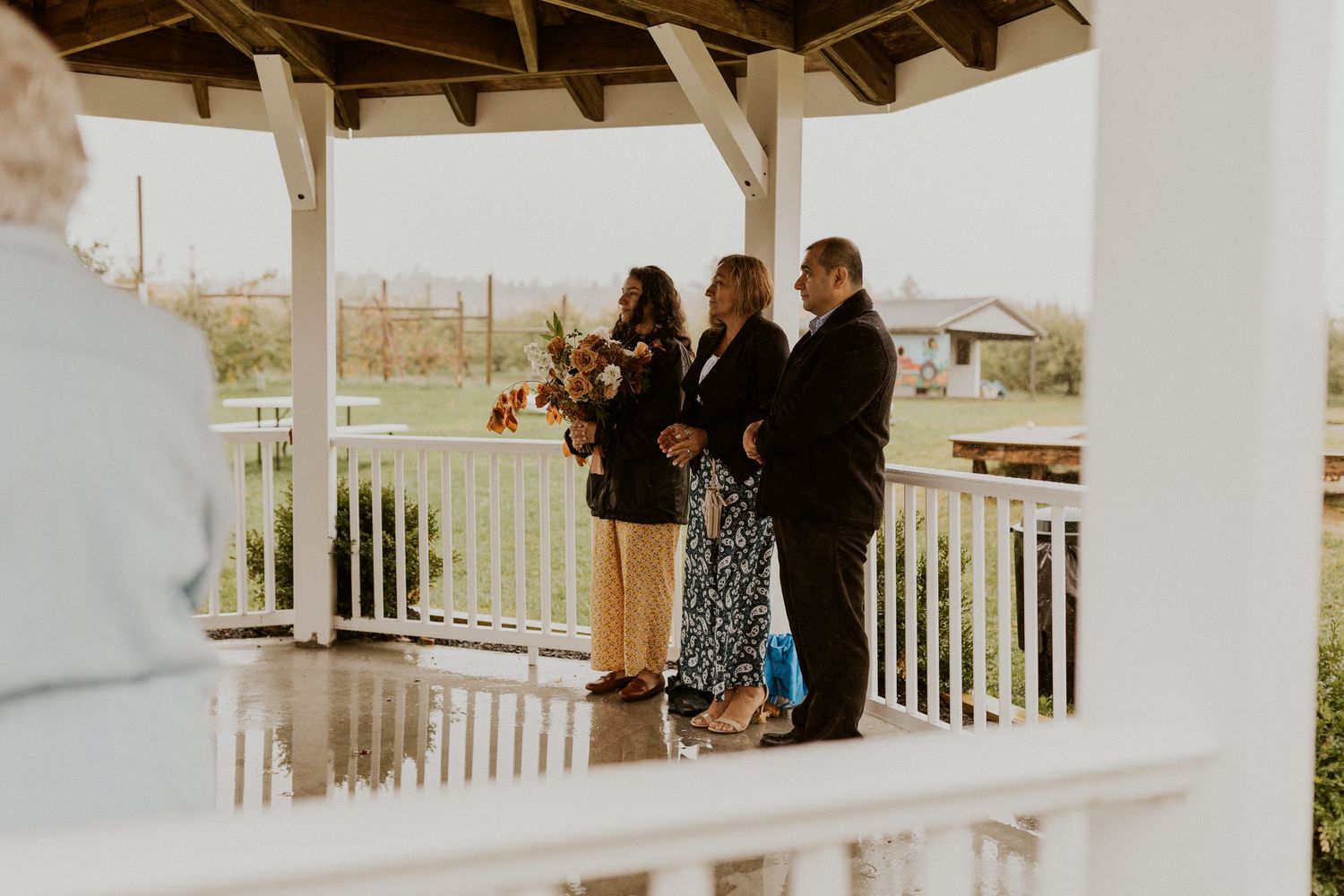 Family members watching the wedding ceremony in Concord New Hampshire.