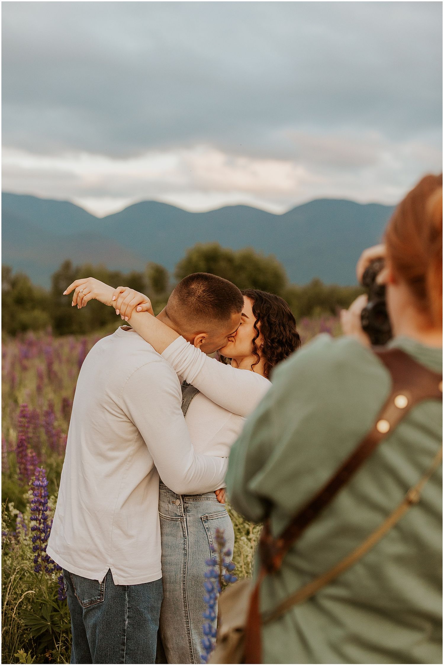 New Hampshire photographer Robin Easler taking a couple's engagement photos