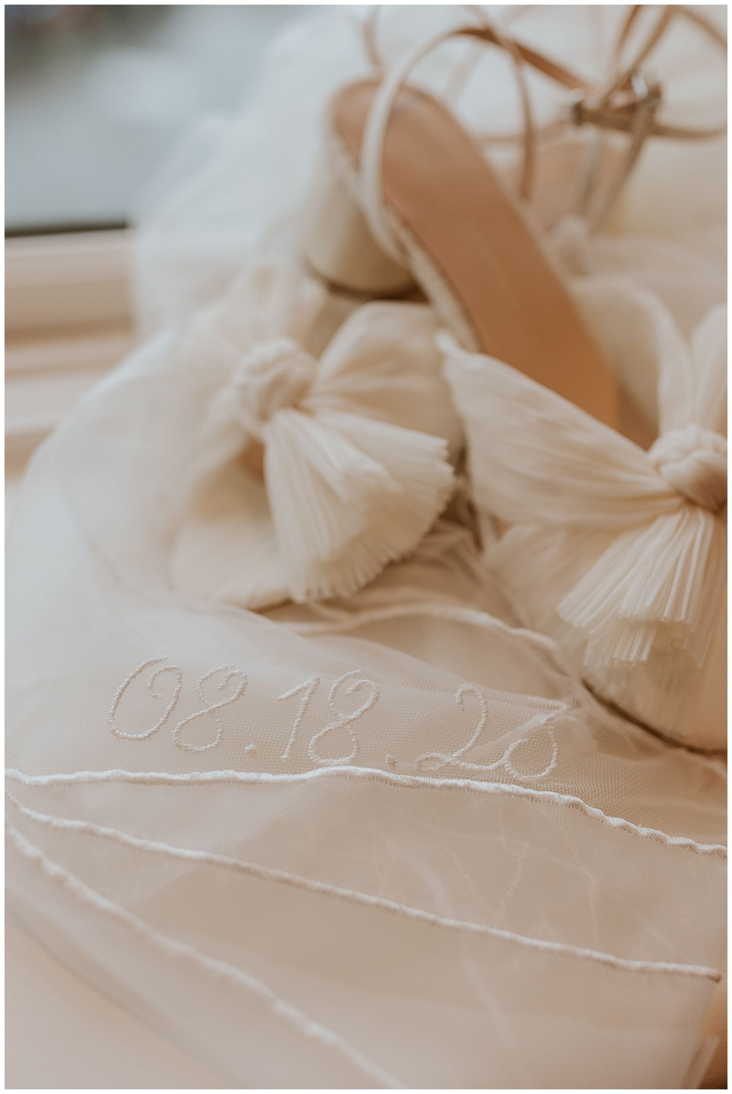 Embroidered wedding veil