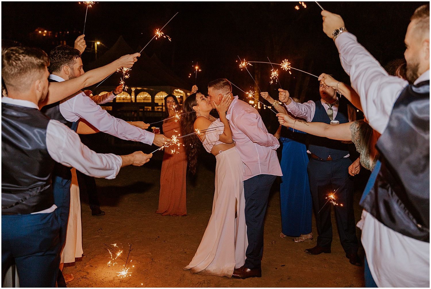 Sparkler exit at NH Lake Shore Village wedding