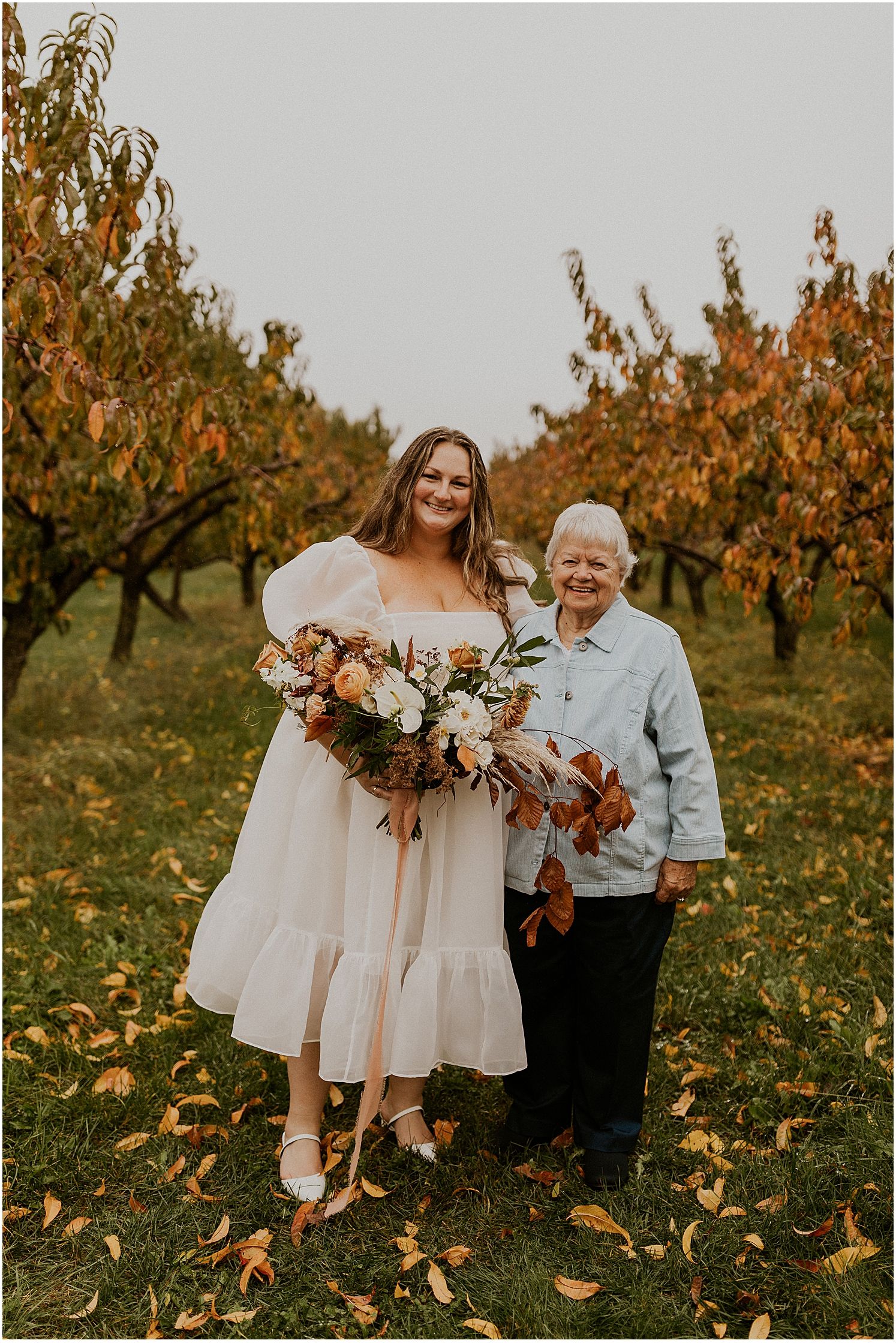 Bride with her grandma at New England elopement