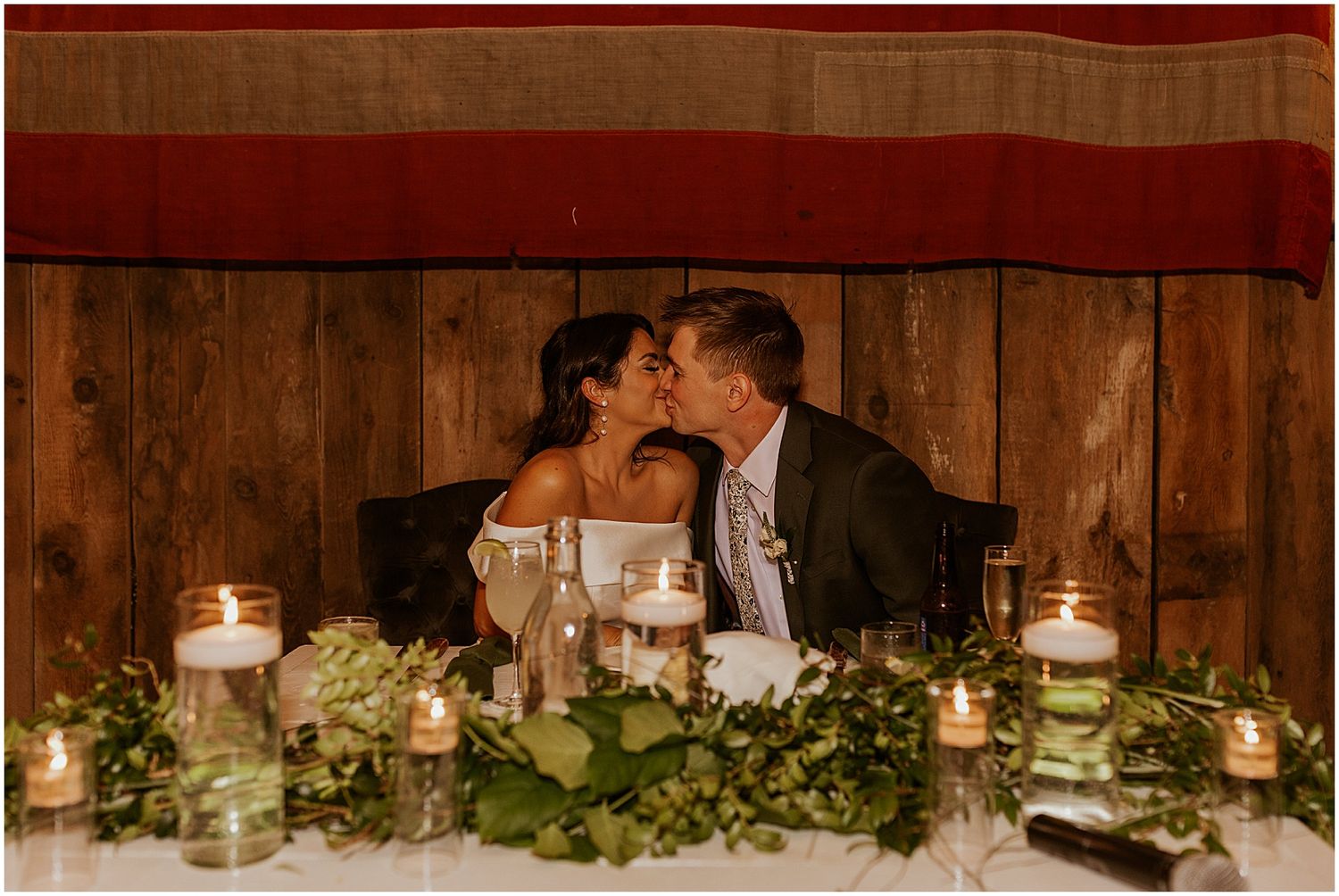 New Hampshire barn wedding sweetheart table