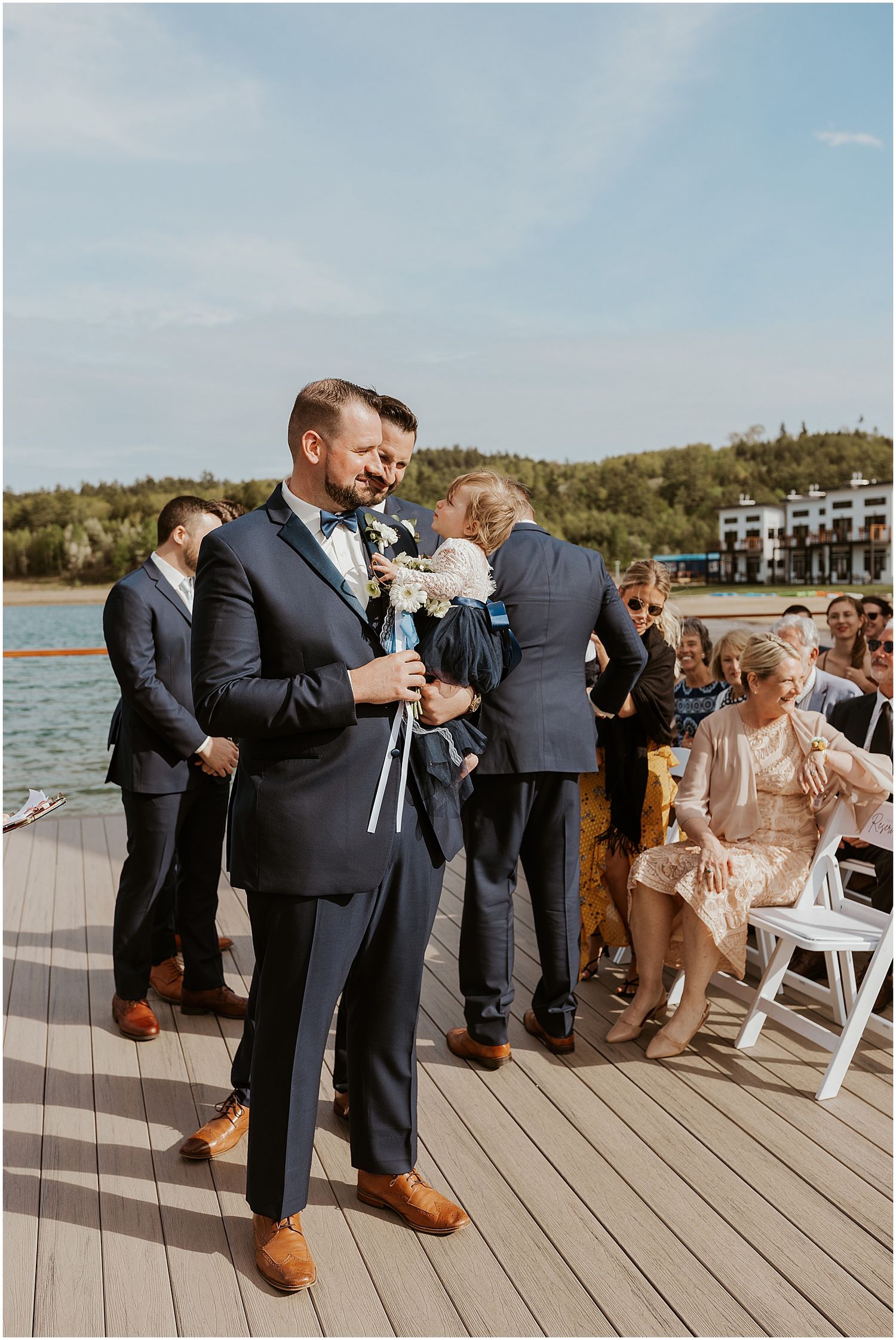 groom at his NH mountain wedding ceremony